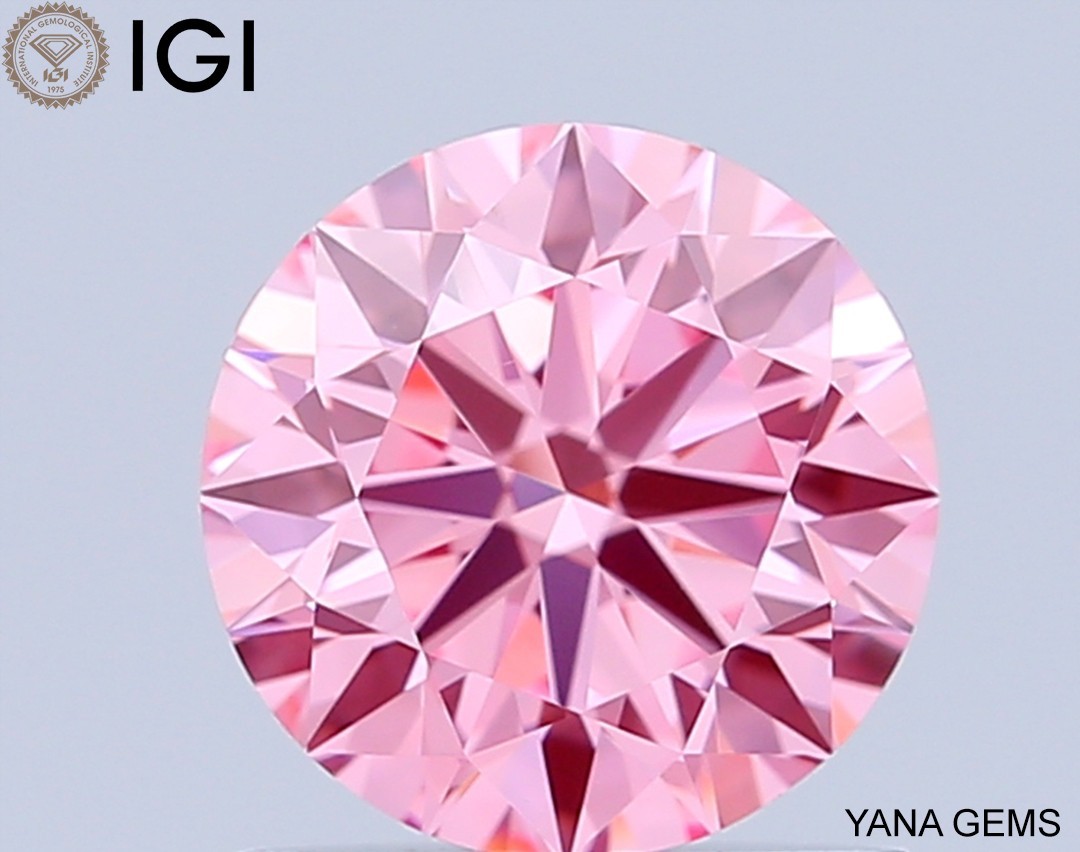 1.01 Carat IGI Certified Lab Grown CVD Diamond Vivid Pink VS1 Clarity Round Cut