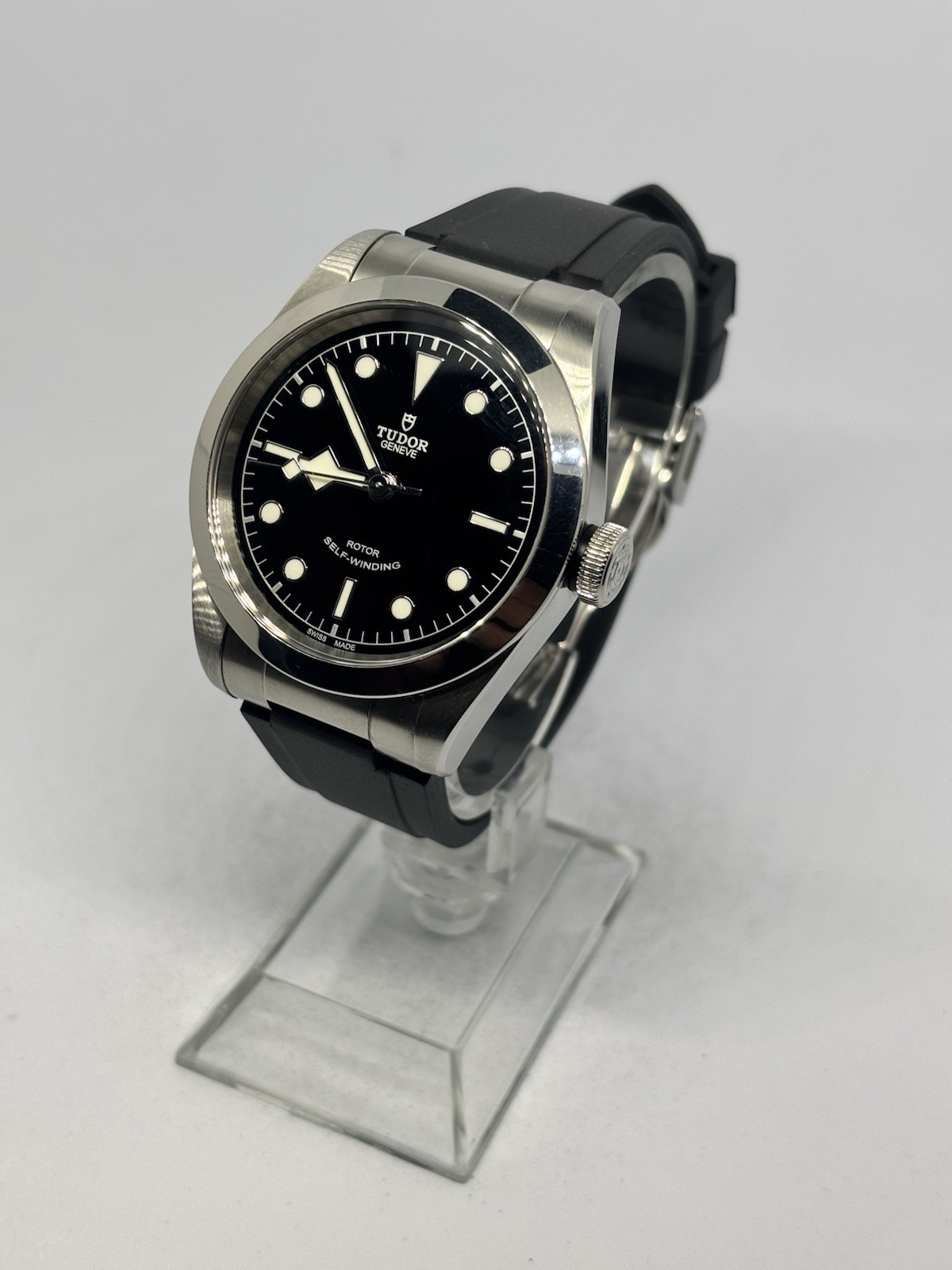 Rubber Watch Strap For Tudor Black Bay 41 22mm 12mm Black Deployant Clasp