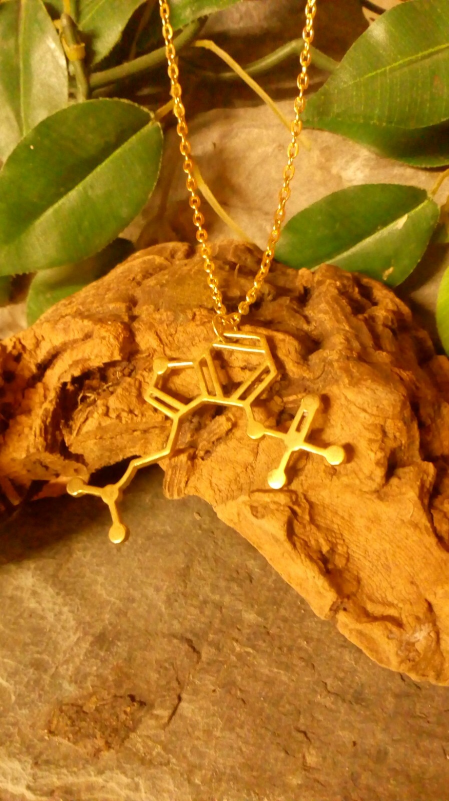 DOPAMINE SEROTONIN Molecule DNA genetic structure pendant necklace BRASS India