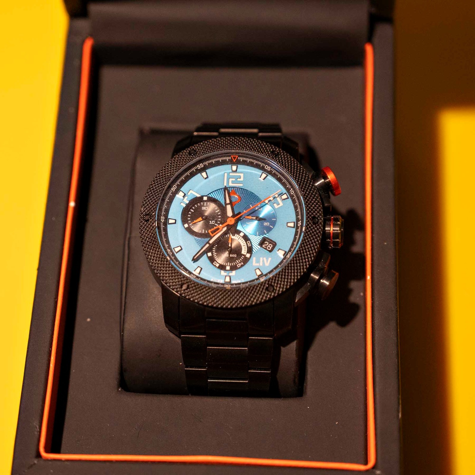 LIV P-51 Swiss Pilot Ceramic Auto Chronograph P-51 Pilot Cripes Blue