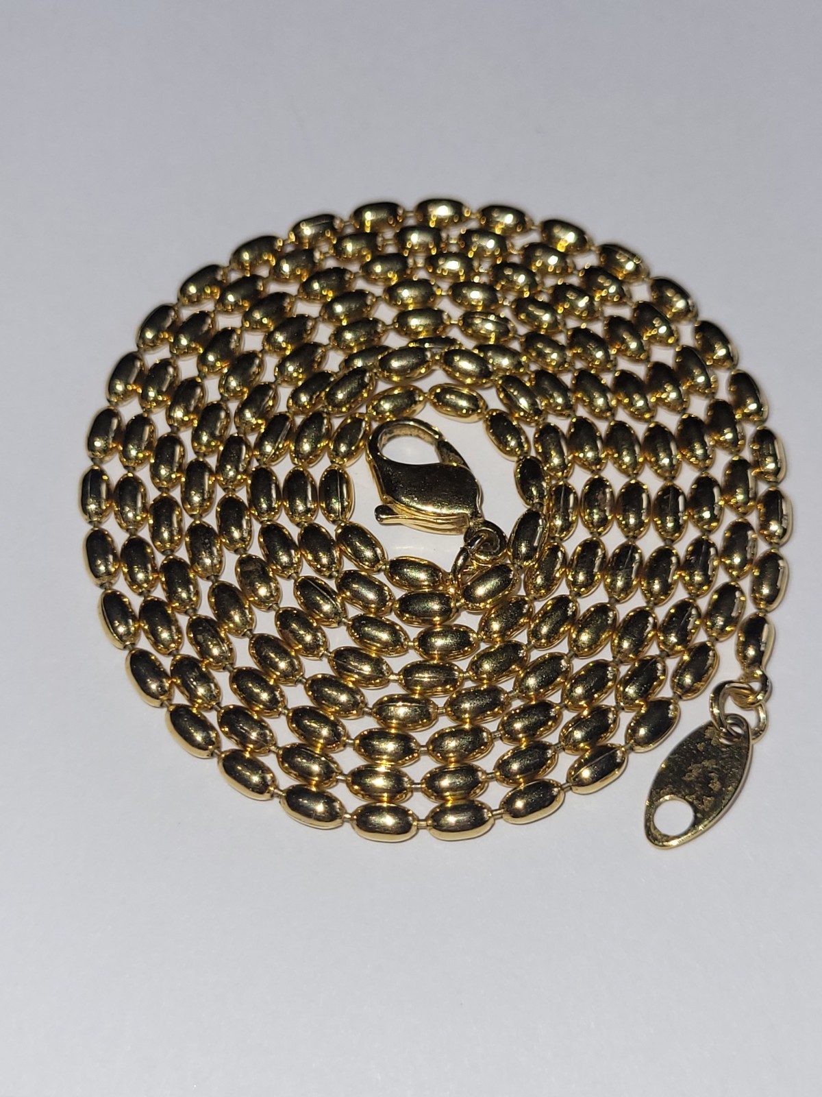 Modern Style Gold-tone Necklace Rolo Bead Chainlink 28″ Costume Fashion Jewelry