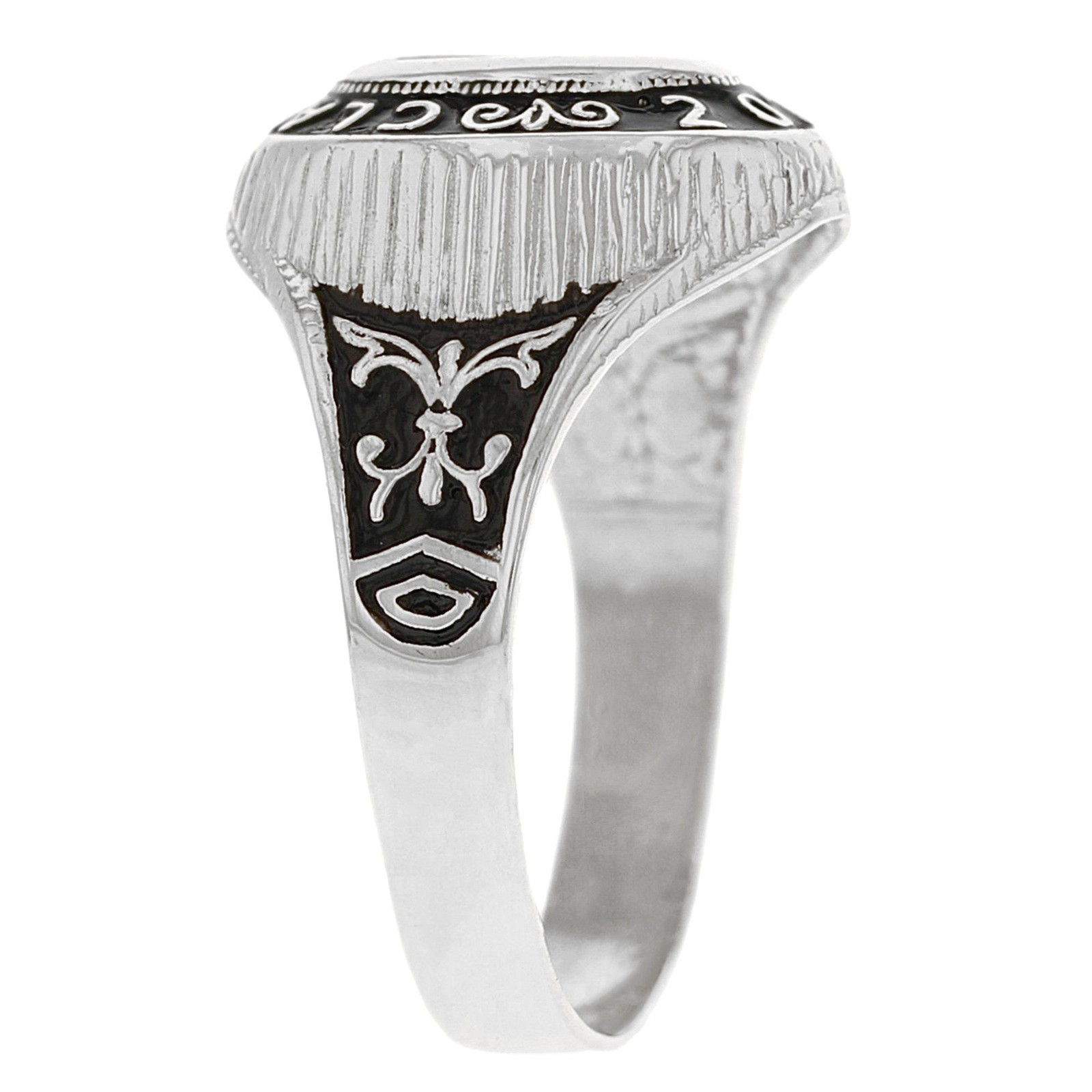 10k or 14k White Gold Simulated August Birthstone 2023 Class Graduation Ring