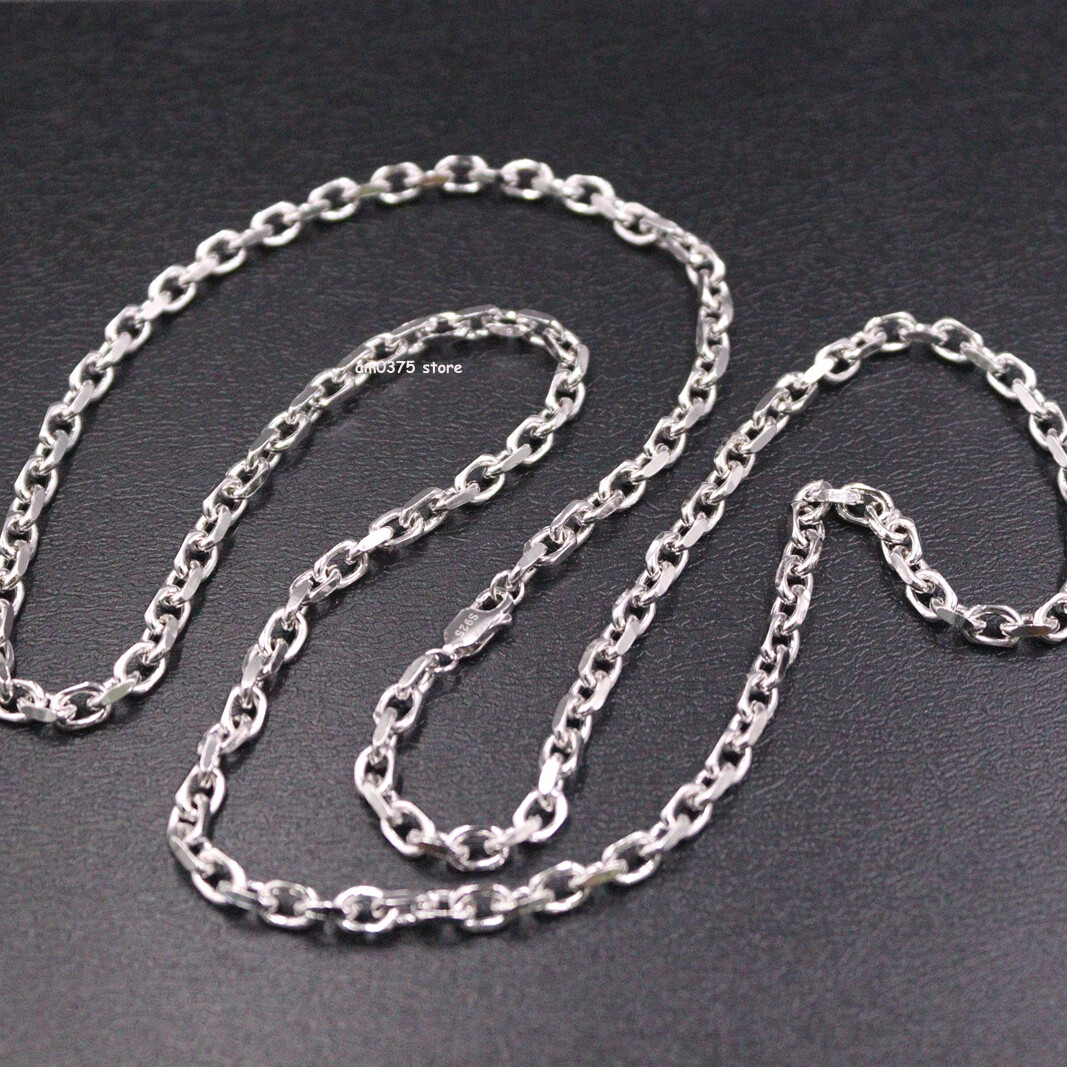 Real S925 Sterling Silver Necklace Women’s 4mm Solid Cable Chain 24inch /26-27g