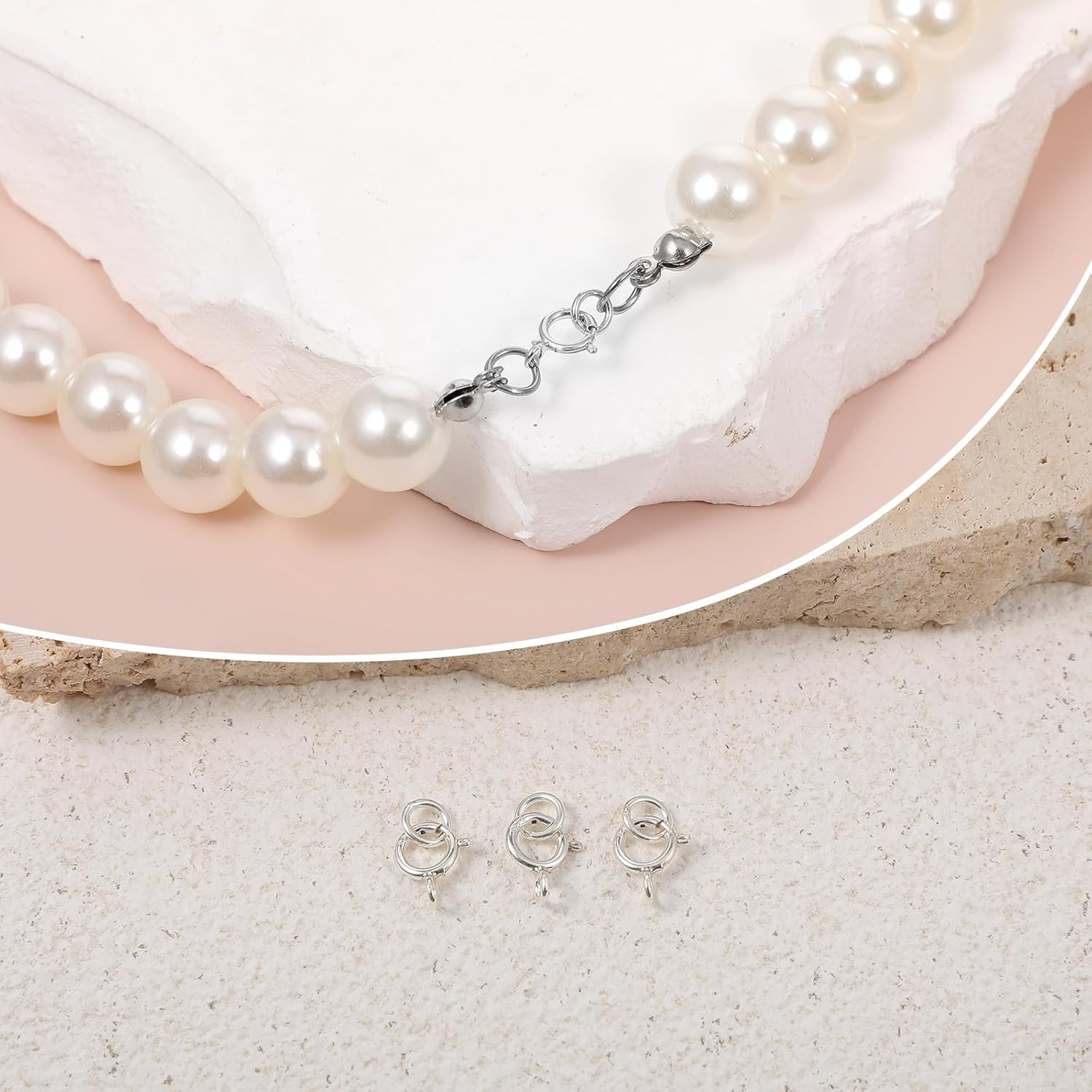 7 Sets 925 Sterling Silver Necklace Clasps and Closures 5Mm Spring Ring Clasp Je