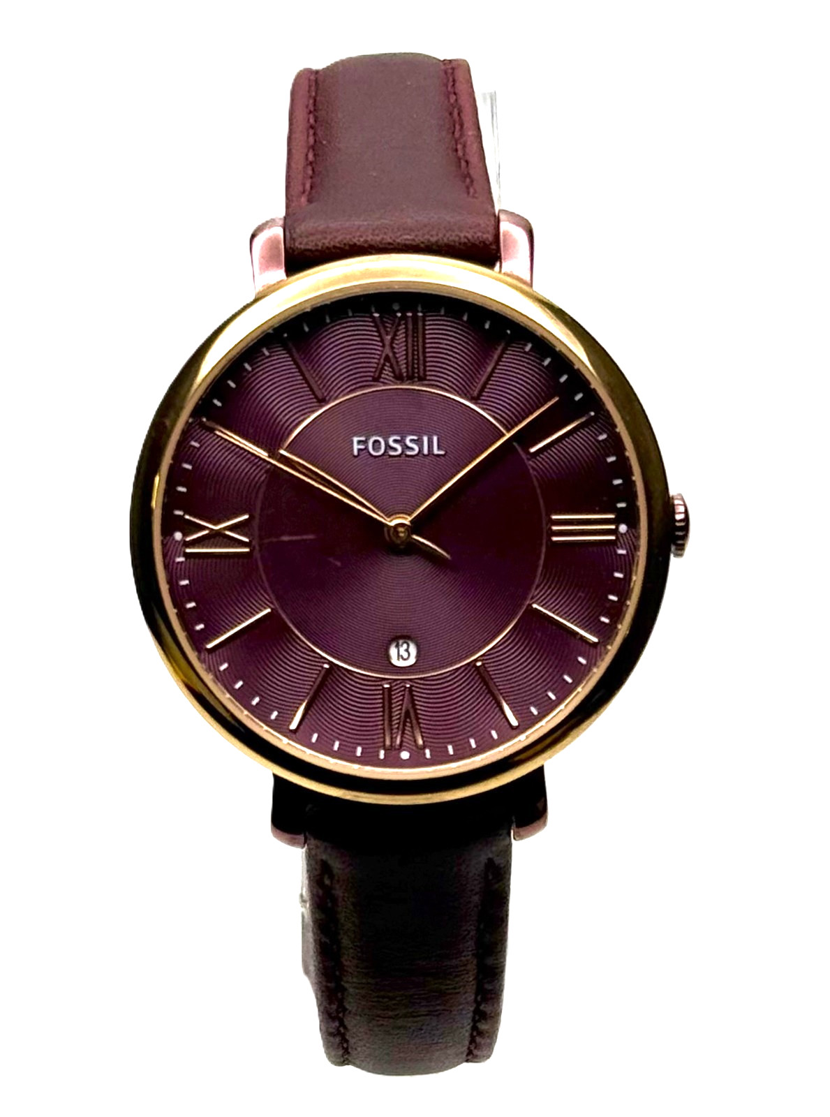 FOSSIL ES4099 JACQUELINE ROSE GOLD CORDOVAN BROWN LEATHER STRAP LADIES WATCH
