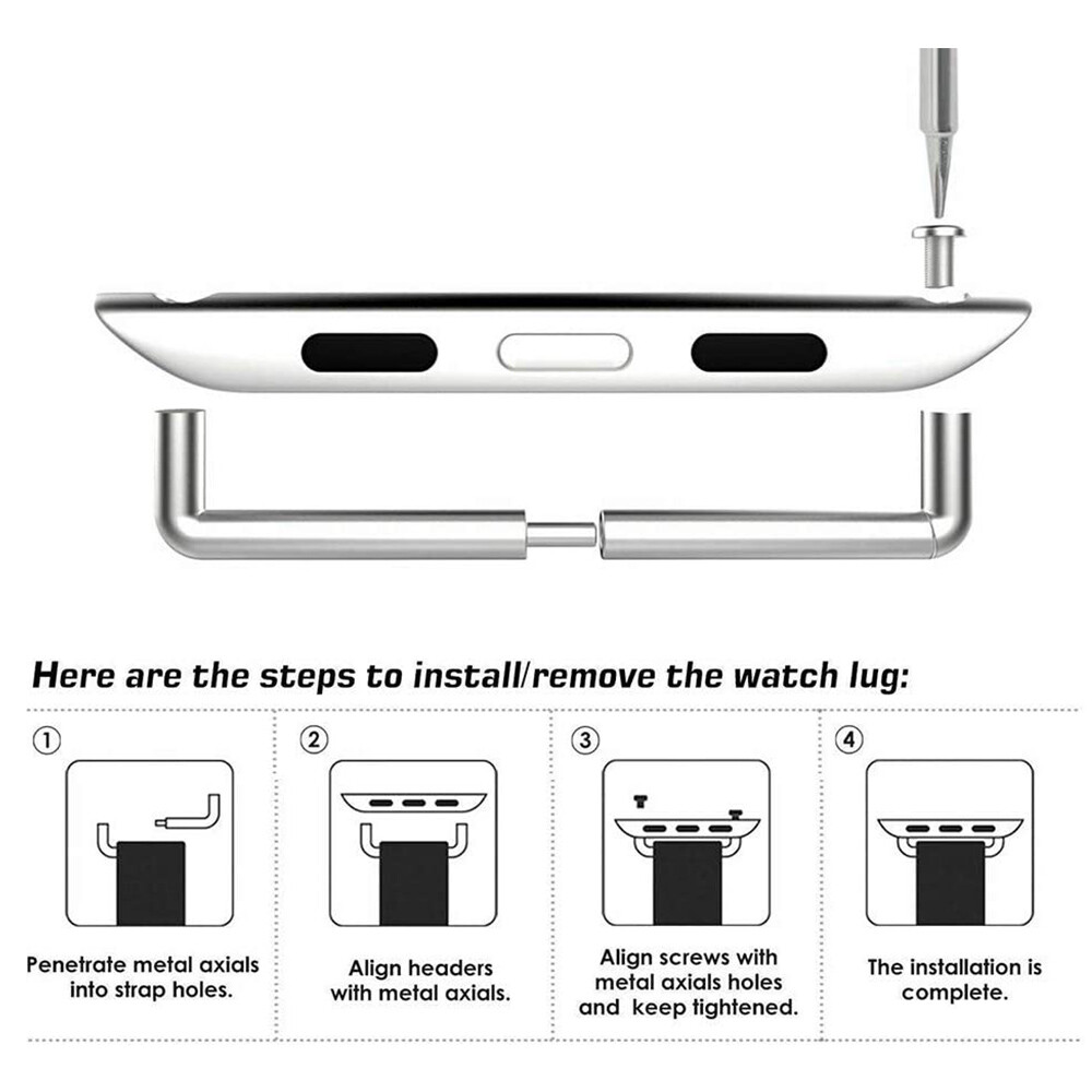 38mm-49mm Watch Band Connector Adapter Stainless Steel For Apple Watch 1-9 ULTRA