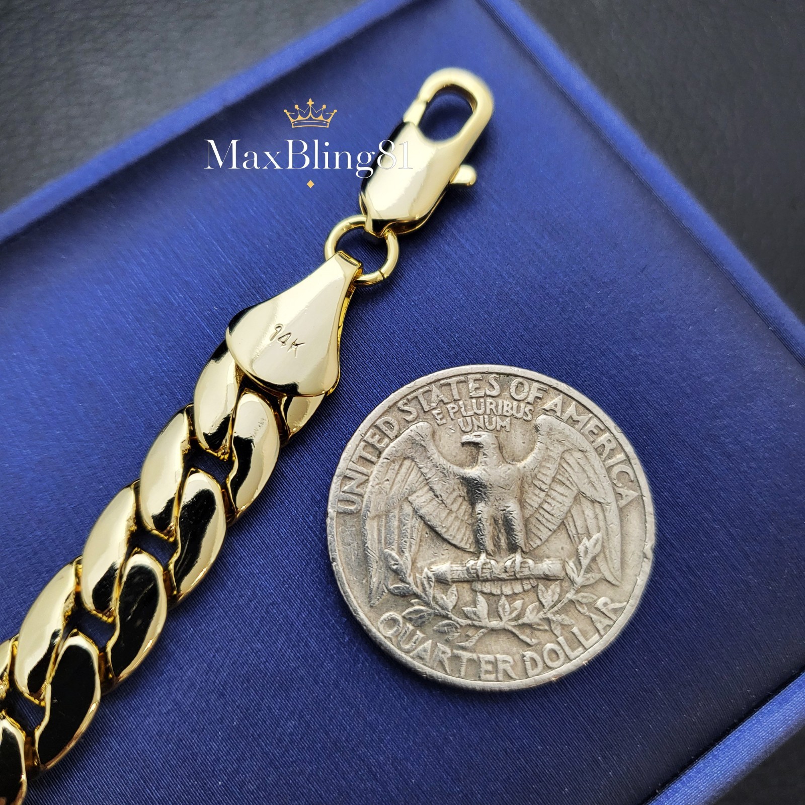 High-End Quality Brass Gold 14K Stamped 10mm 9″ Bracelet Fashion Cuban Chain