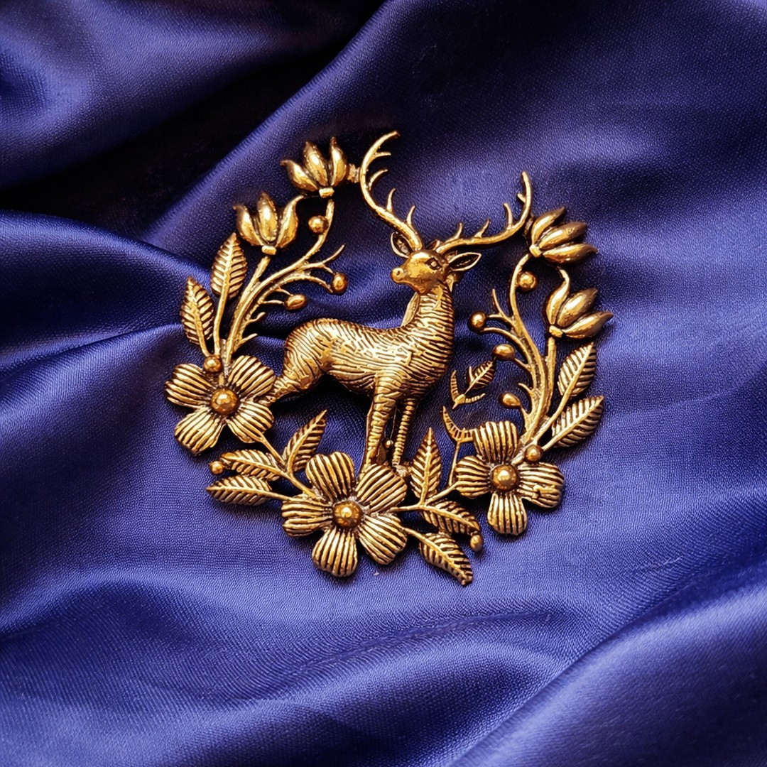 Floral Design Beautiful Reindeer Brooch for Women Mans Gift Use As Hair Bun Pin