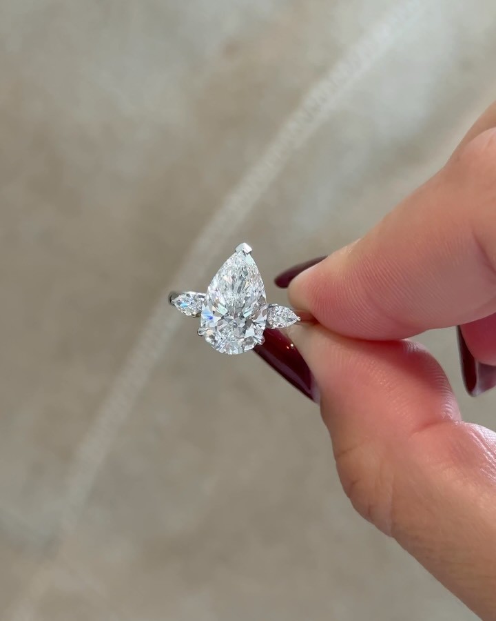 3.25 Ct Pear Cut Lab Grown Diamond Forever Engagement Ring Solid 14K White gold