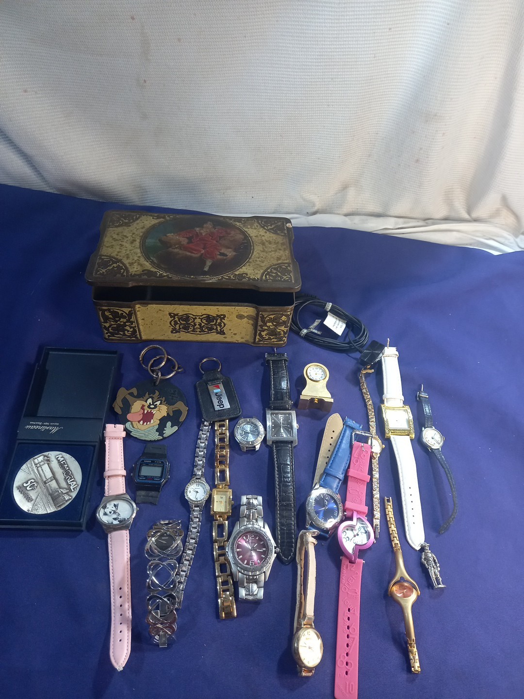 Vintage Tin With Watches Etc Joblot