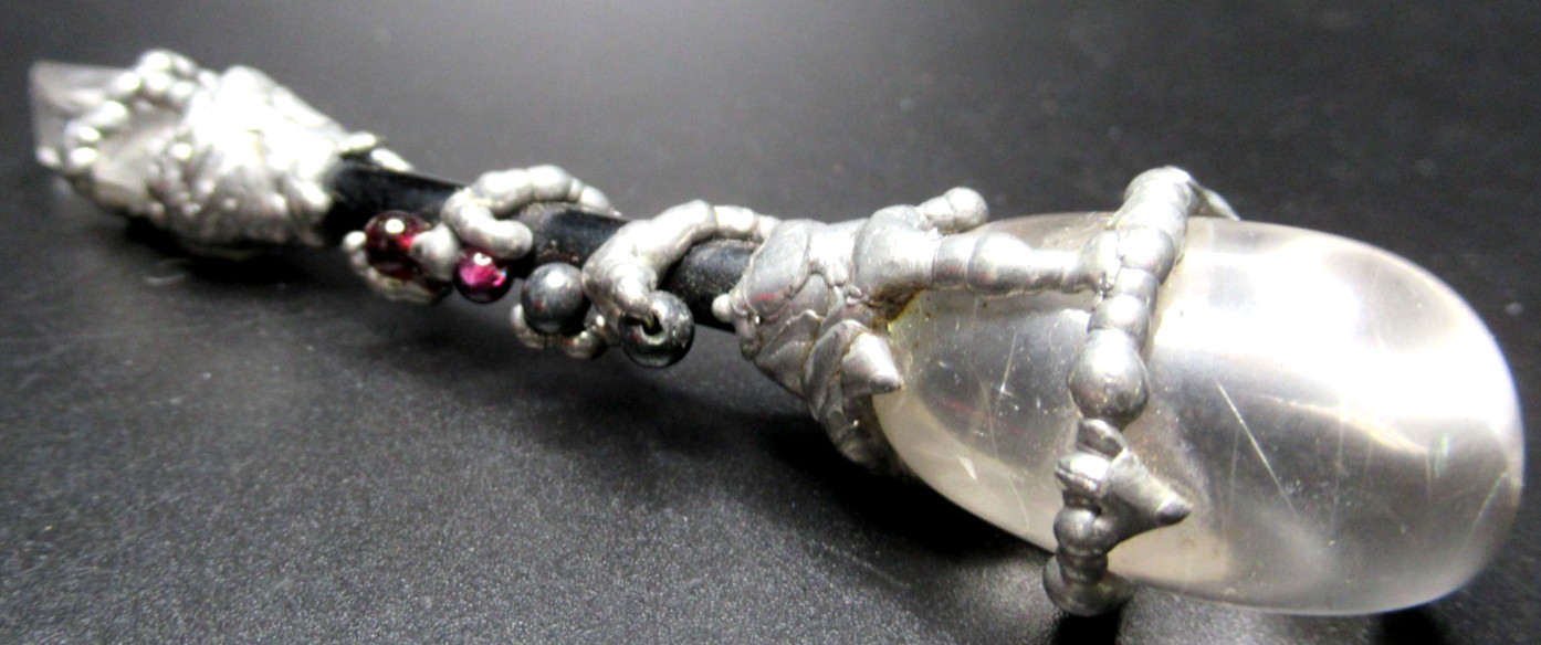Amazing Artisan Quartz Crystal & Amethyst Caged Pendant