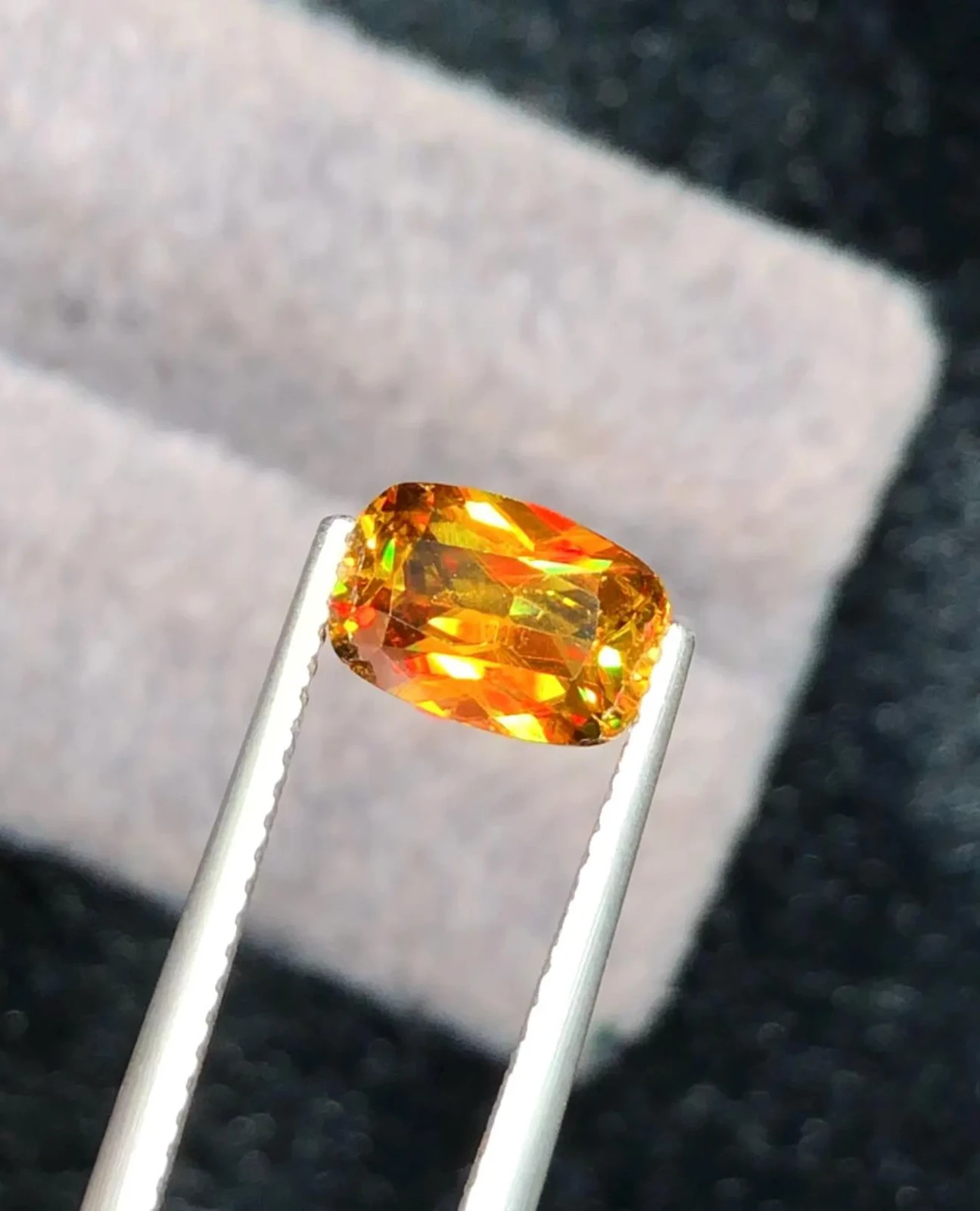 Full Fire Golden Sphene/Titanite Gemstone, Cushion Cut Rare Yellow Sphene 1.85CT