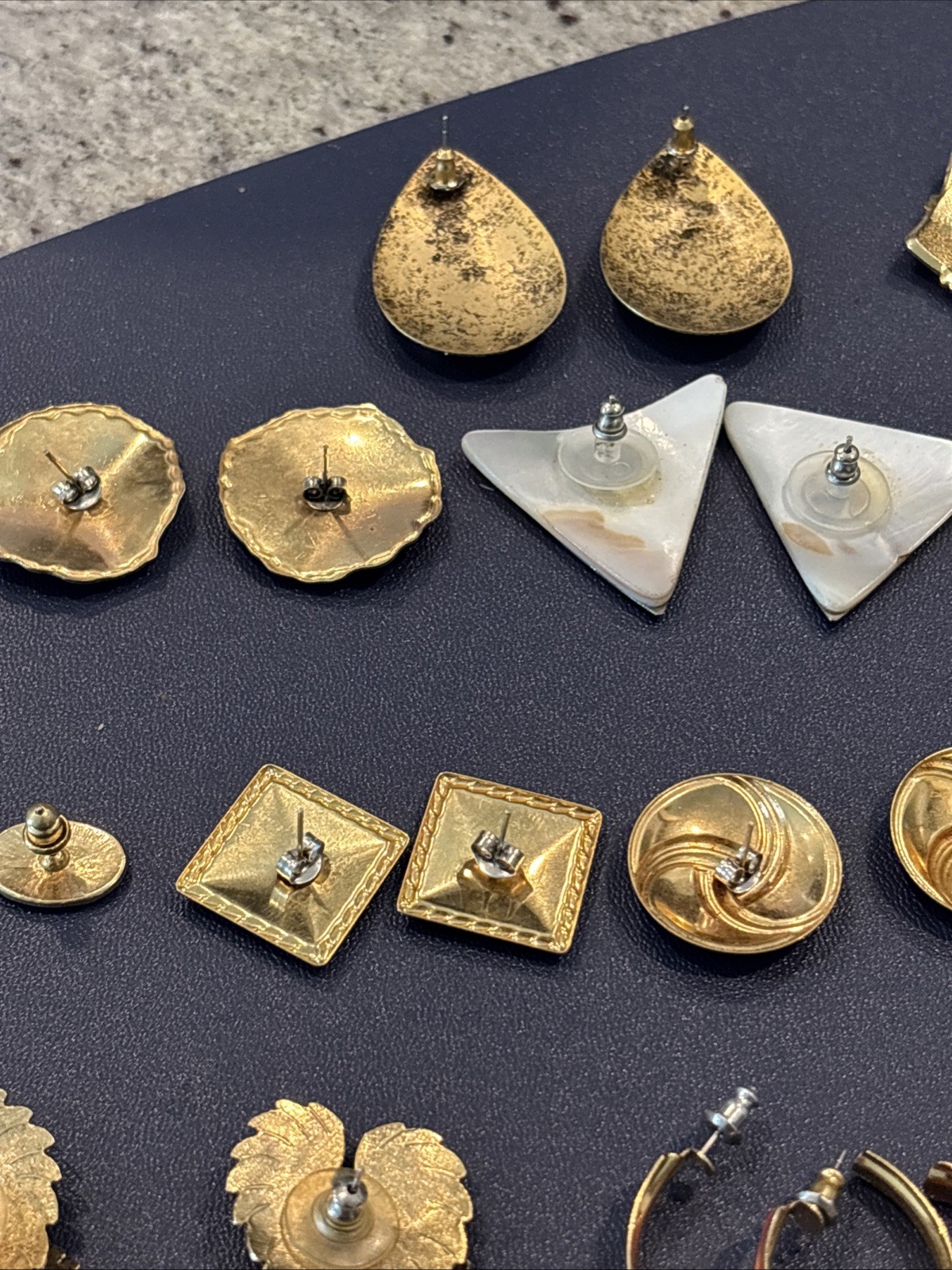 Lot of 18 Pairs of Vintage Pierced Earrings Variation Of Colors And Shapes.