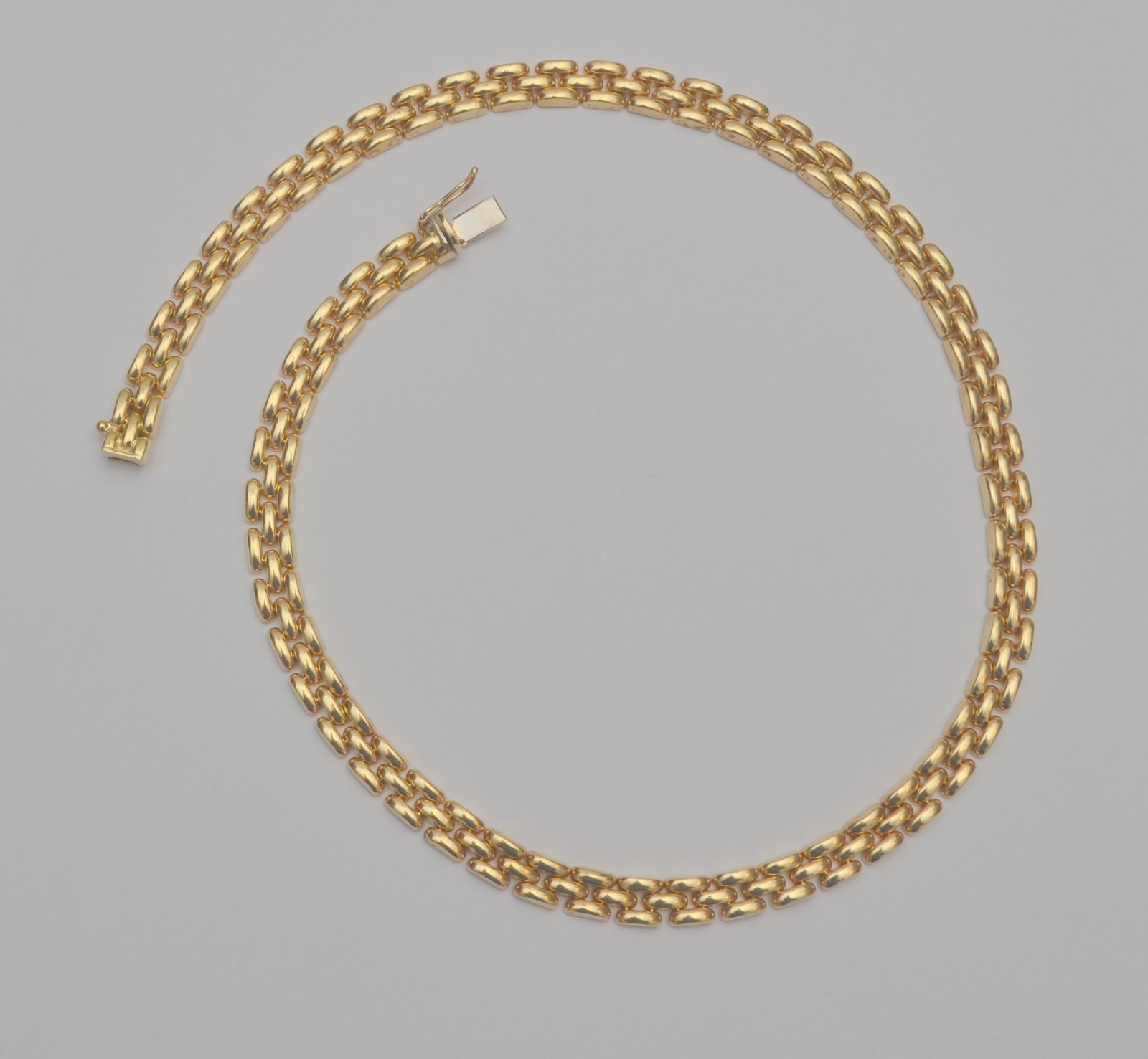 14K Yellow Gold Panther Link Necklace 7.5 mm 17.75″ Box Clasp C8