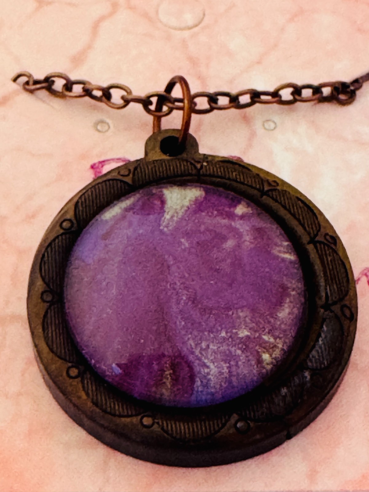 Wood Cabochon Necklace Hand-Painted One Of A Kind By A Local Ozark Artist Me