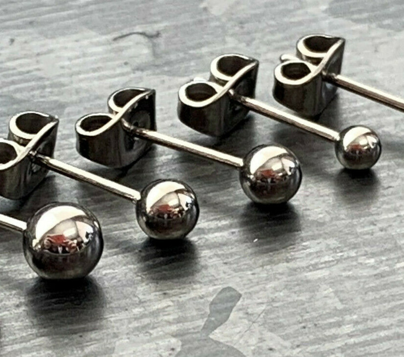 100% Solid Titanium Ball Stud Earrings 6AL-4VELI ASTM F-136 Implant Grade 23