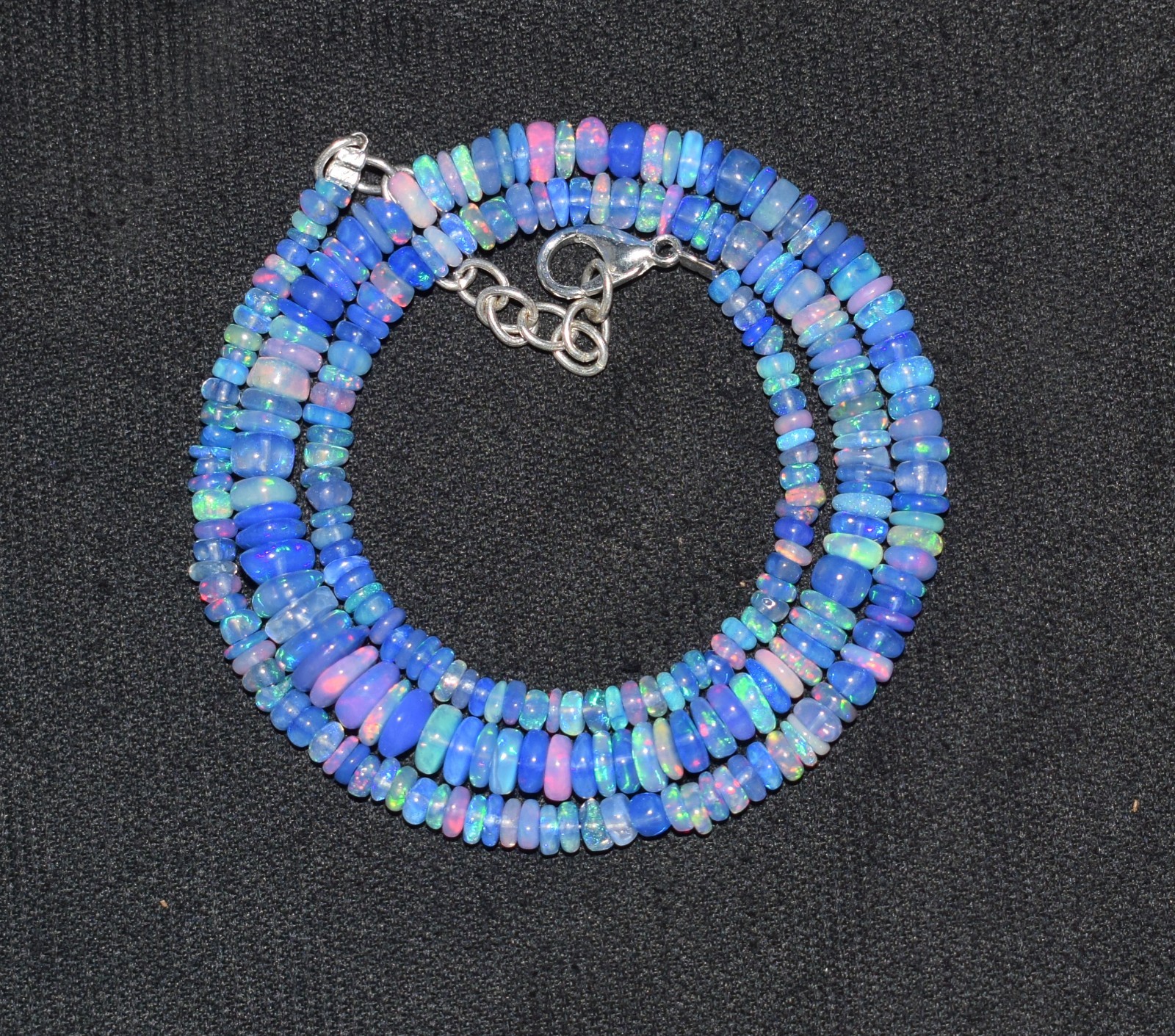 16”Natural Ethiopian Opal Welo Fire Opal Gemstone Beads Necklace AF0174