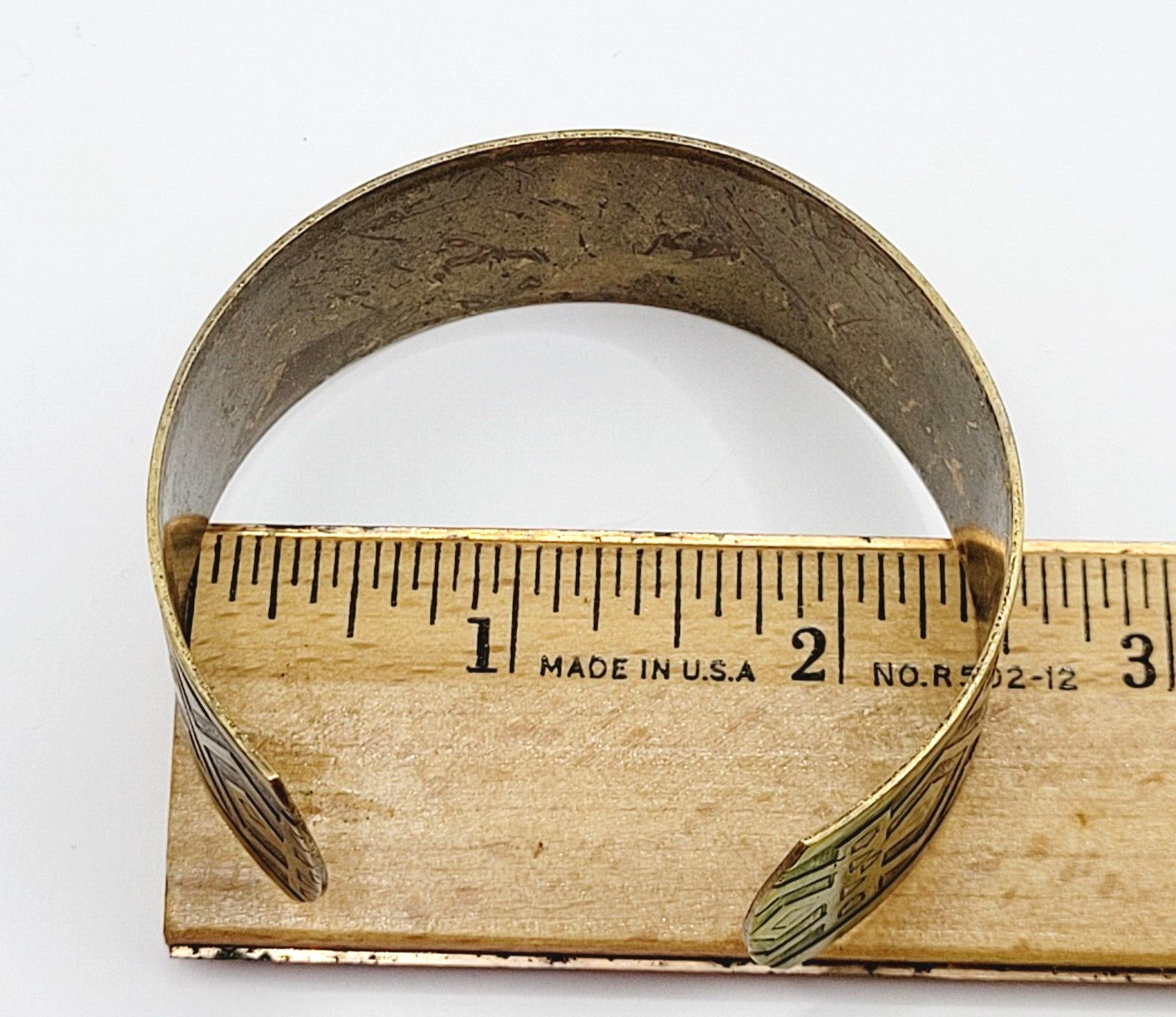 Southwestern Native Tribal Pattern Copper Vintage Cuff Bracelet with Brass Color