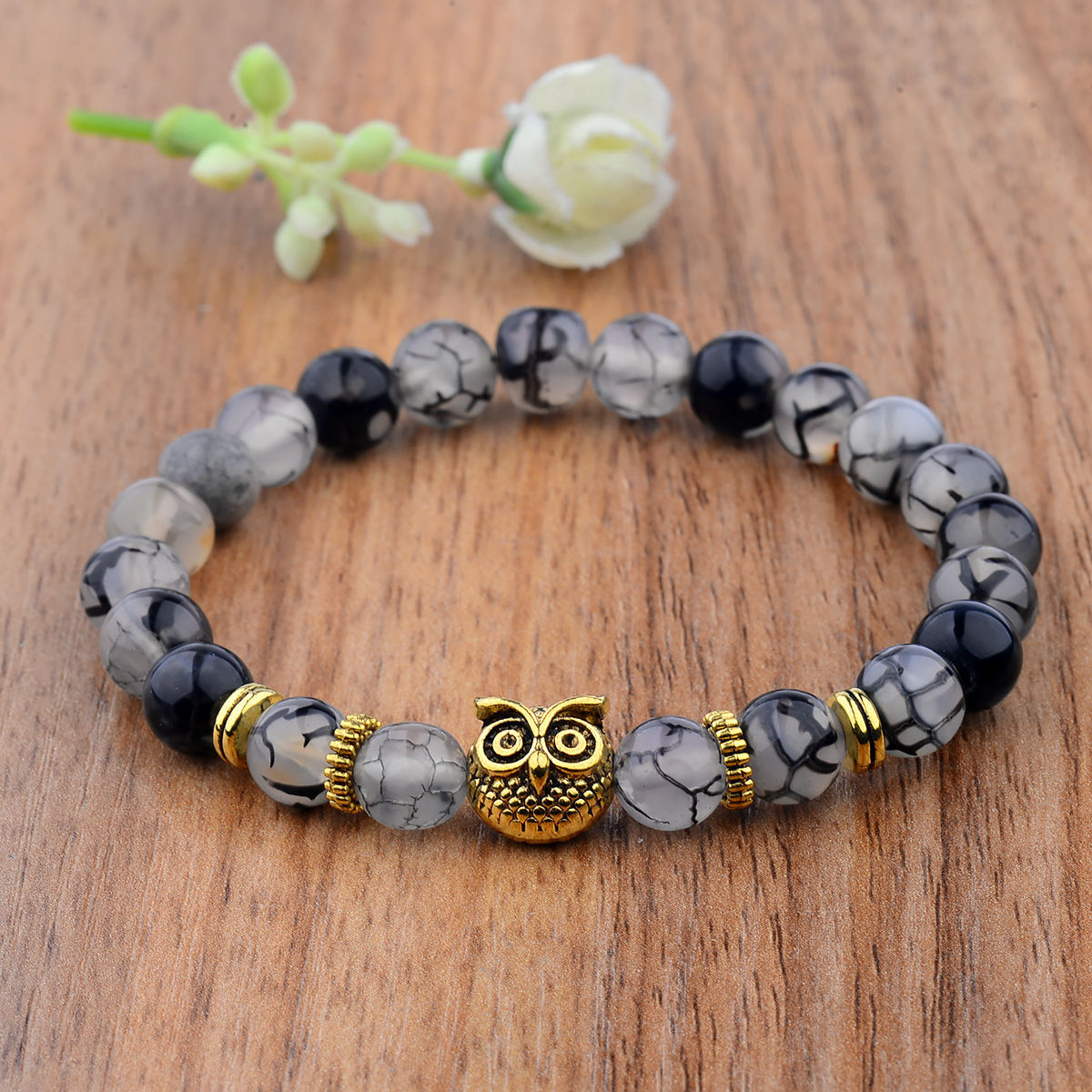 Men Women 8mm Natural Round Gemstone Bead Handmade Beads Bracelets Charm Jewelry