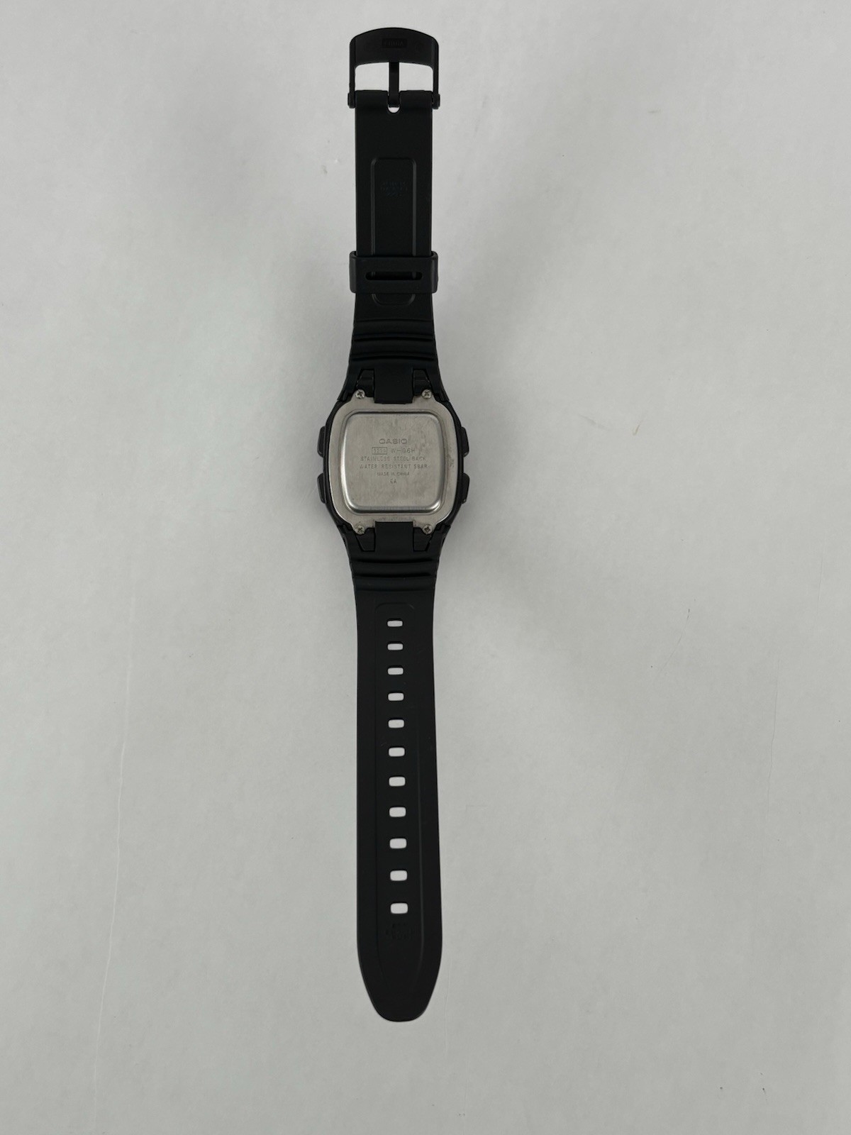 Vintage Casio Illuminator W-96H 36mm Black Digital Watch w/Band & New Battery
