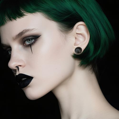 Single Flare Glass Ear Gauges Stretching Kits 2PCS C-Shape Septum 6mm Black