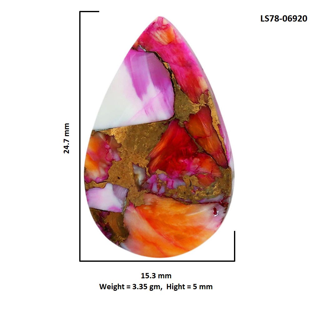Natural Kingman Orange Dahlia Turquoise 15.3×24.7×5 mm Pear Gemstone LS78-06920