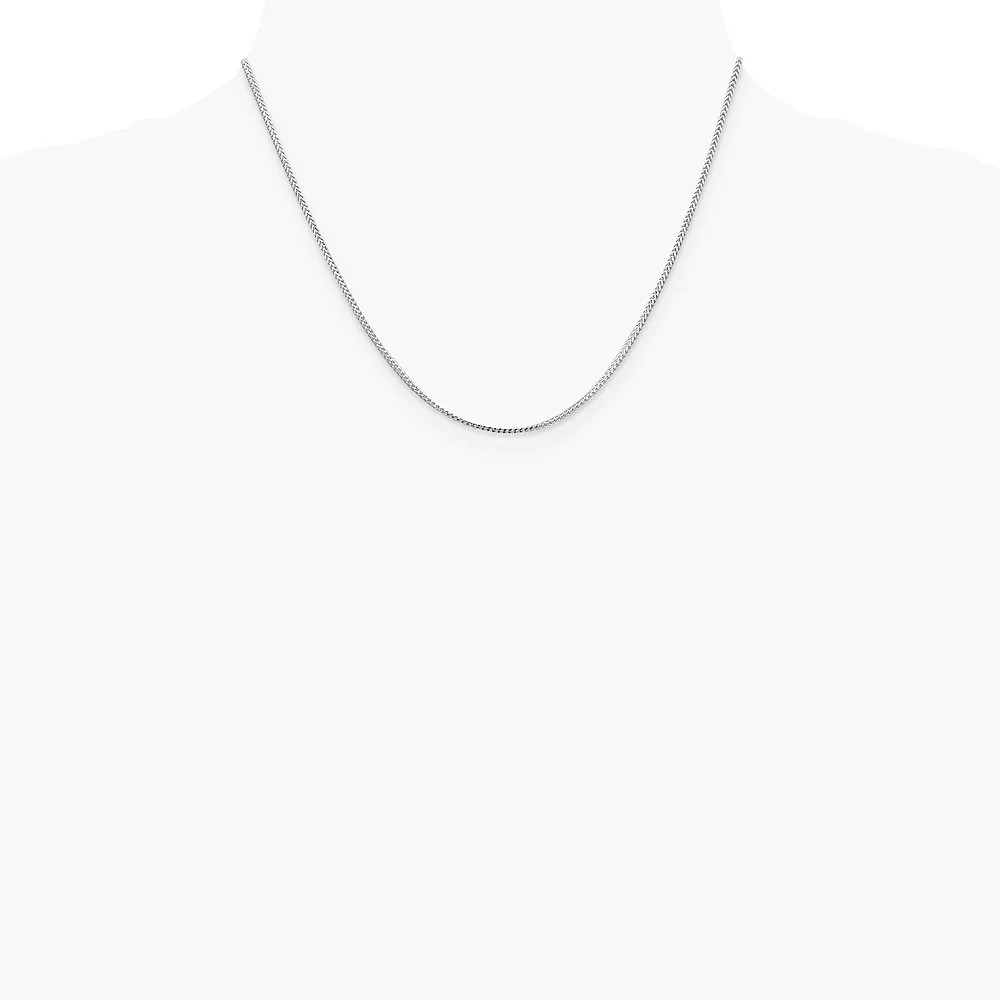 14K White Gold 1.1mm Franco Chain Necklace 16″-24″