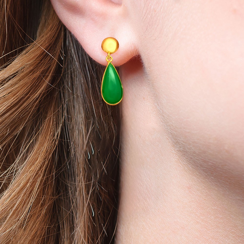 Elegant Teardrop Colorful Gemstone Earrings in 18K Gold Over Brass TGE1019