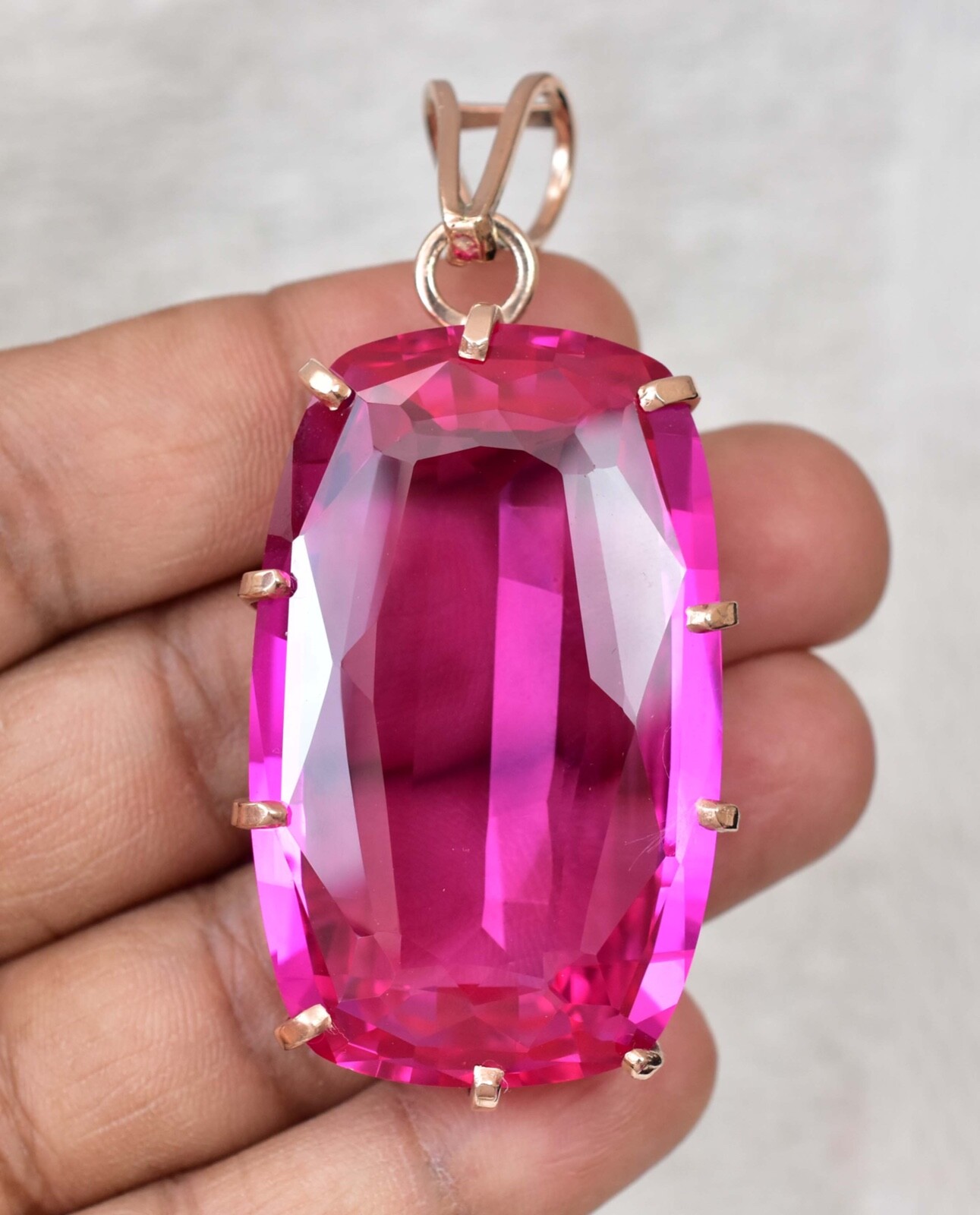 Natural Mogok Pink Ruby Cushion 925 Sterling Silver Pendant Certified – Gigantic