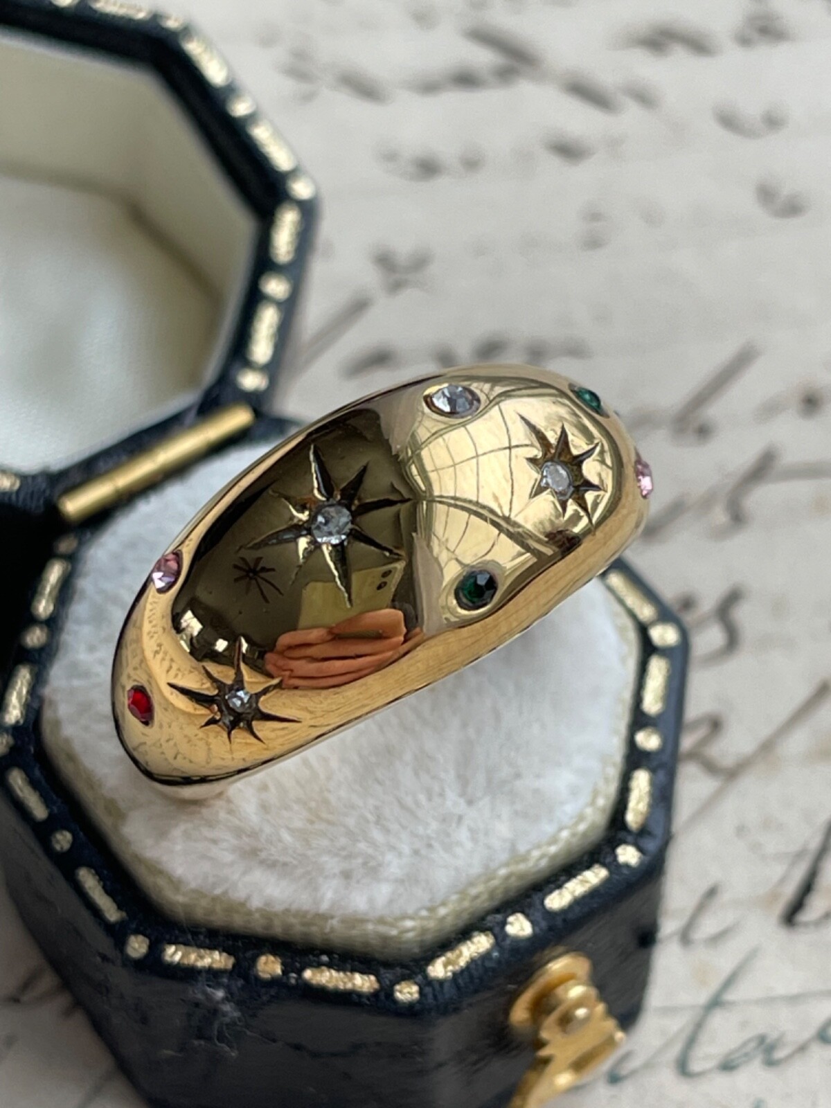 Beautiful Vintage Estate Styled Starburst Ring Beautiful Stones! WOW! Sz 7!!!