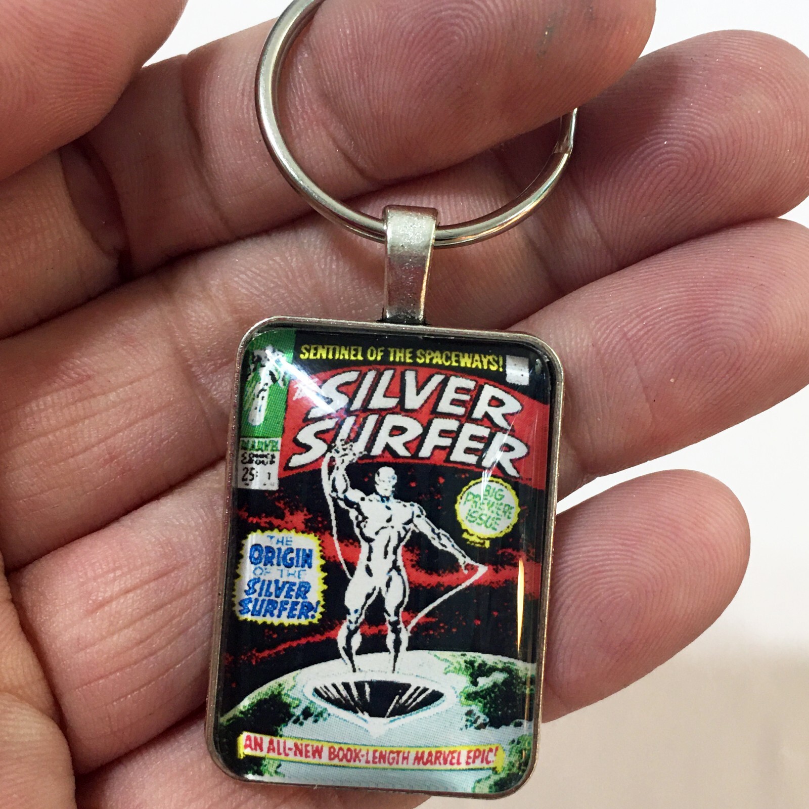 The Silver Surfer #1 Cover Key Ring – Necklace Classic Origin Comic Book Jewelry