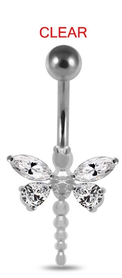 14G 3/8 DRAGONFLY BELLY RING NAVEL BUTTON PIERCING JEWELRY