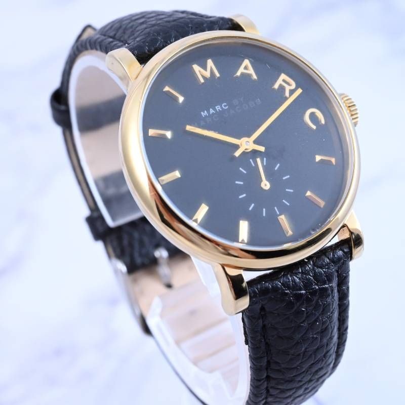 New Belt Replaced MARC BY MARC JACOBS Baker Ladies Watch Gold x Black Dial Small
