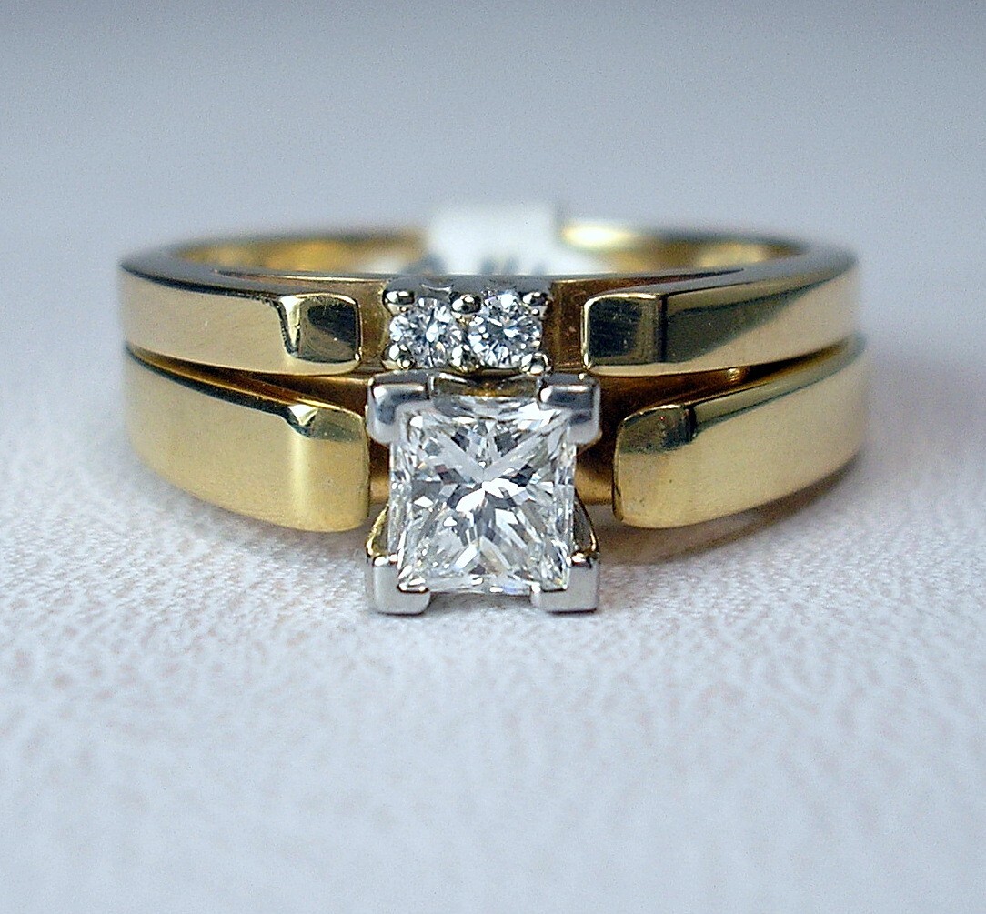 0.41ct Princess 0.43ctw Natural Diamonds 14K Yellow Wedding Set Was $2,395 Video
