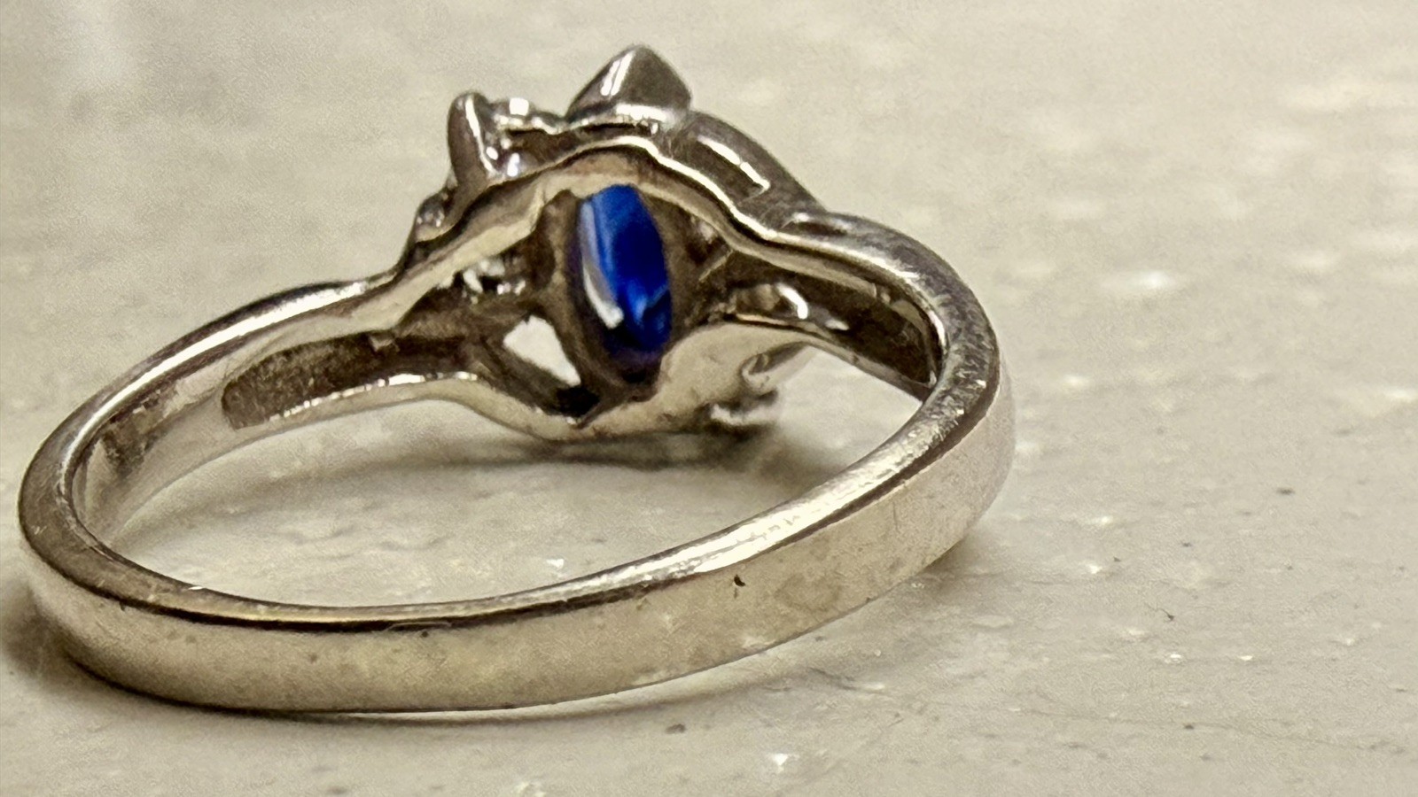 Marquise Sapphire Women’s Ring 14K White Gold