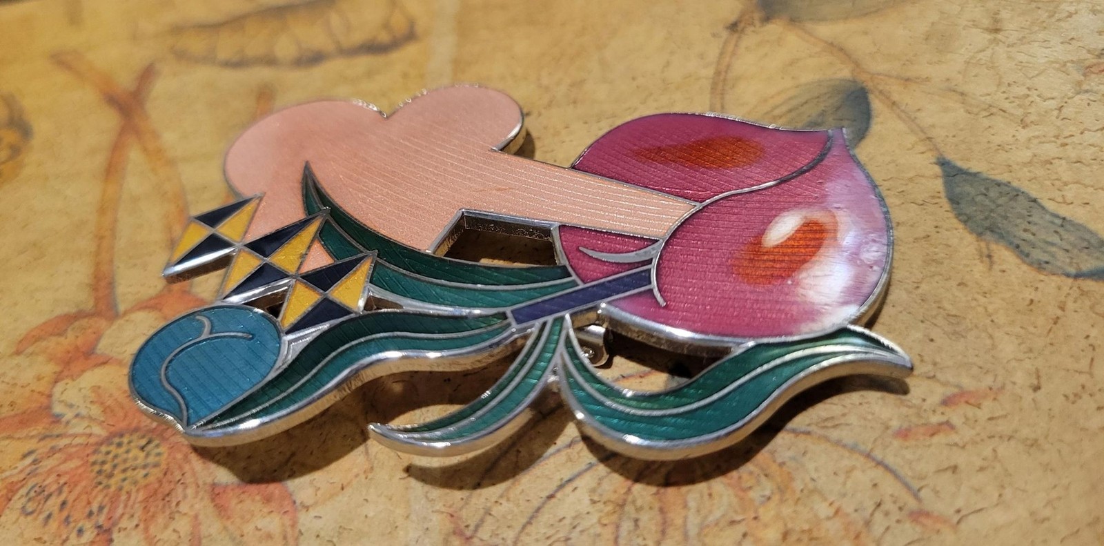 Peter Shire for ACME Studios “Wilcox” Brooch — Memphis Milano, 1985 Cloisonné