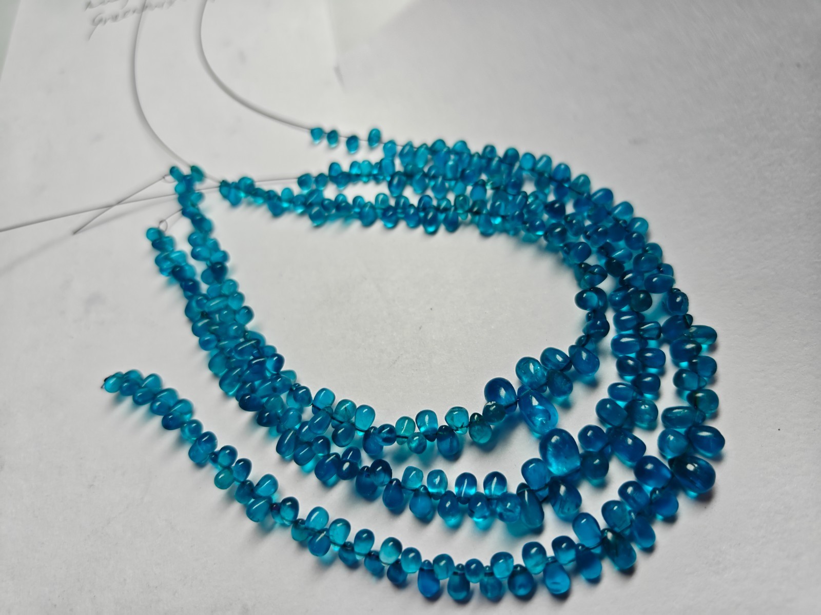 AAA Neon Blue Apatite Teardrop Beads: Smooth Gemstone Strand (6 Inches)
