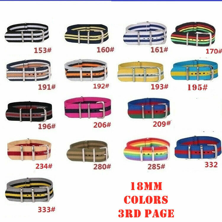 12/14/16/18/20/22/24MM Width Military Nylon Bands Replacement Straps Accessories
