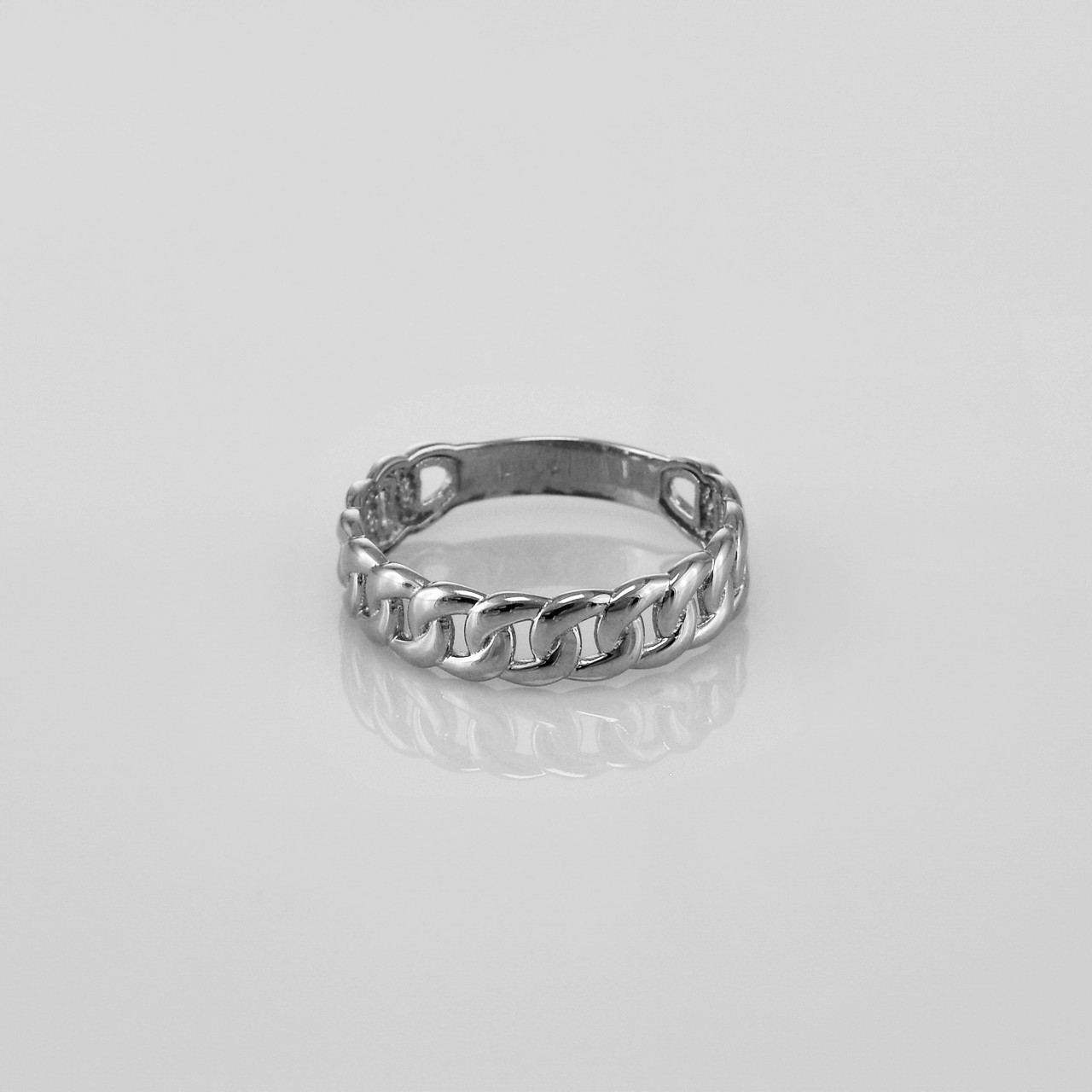 Lightweight White Gold Cuban Link Chain Band Ring 5mm Unisex Polished 10K ✨14K
