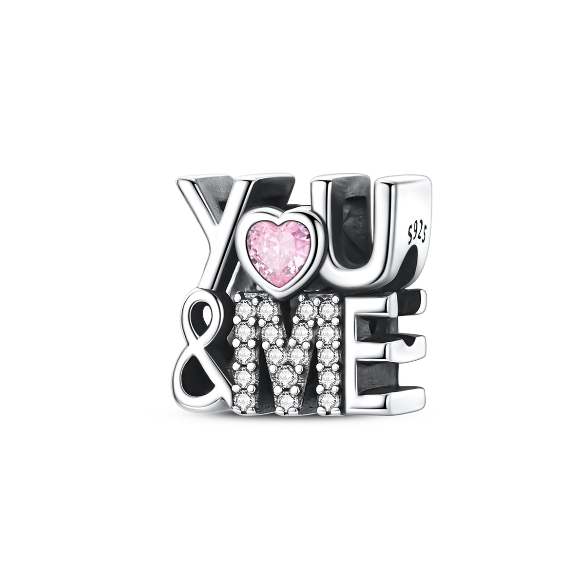 LAZA European 925 Sterling Silver Charm Letter YOU & ME LOVE fit Women Bracelet