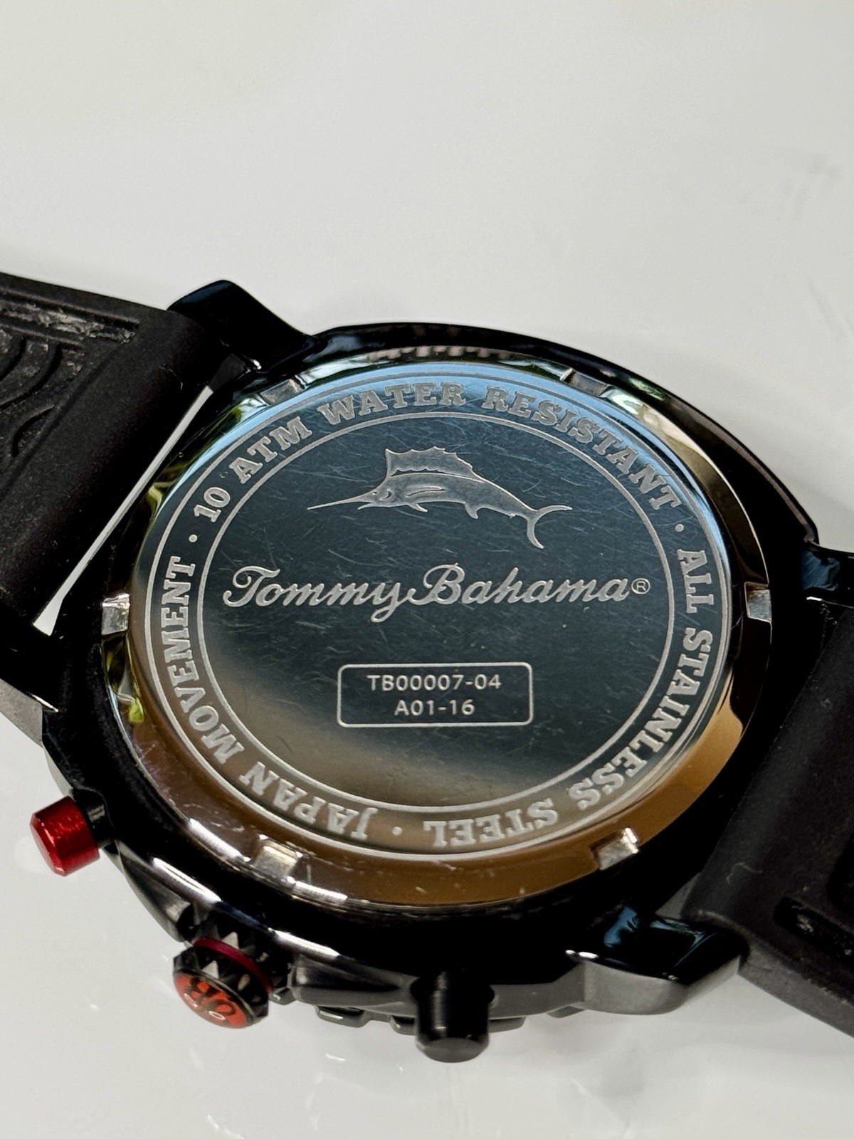 Tommy Bahama Men’s Sport Quartz Chronograph Date Red Dial Rubber Strap 100m