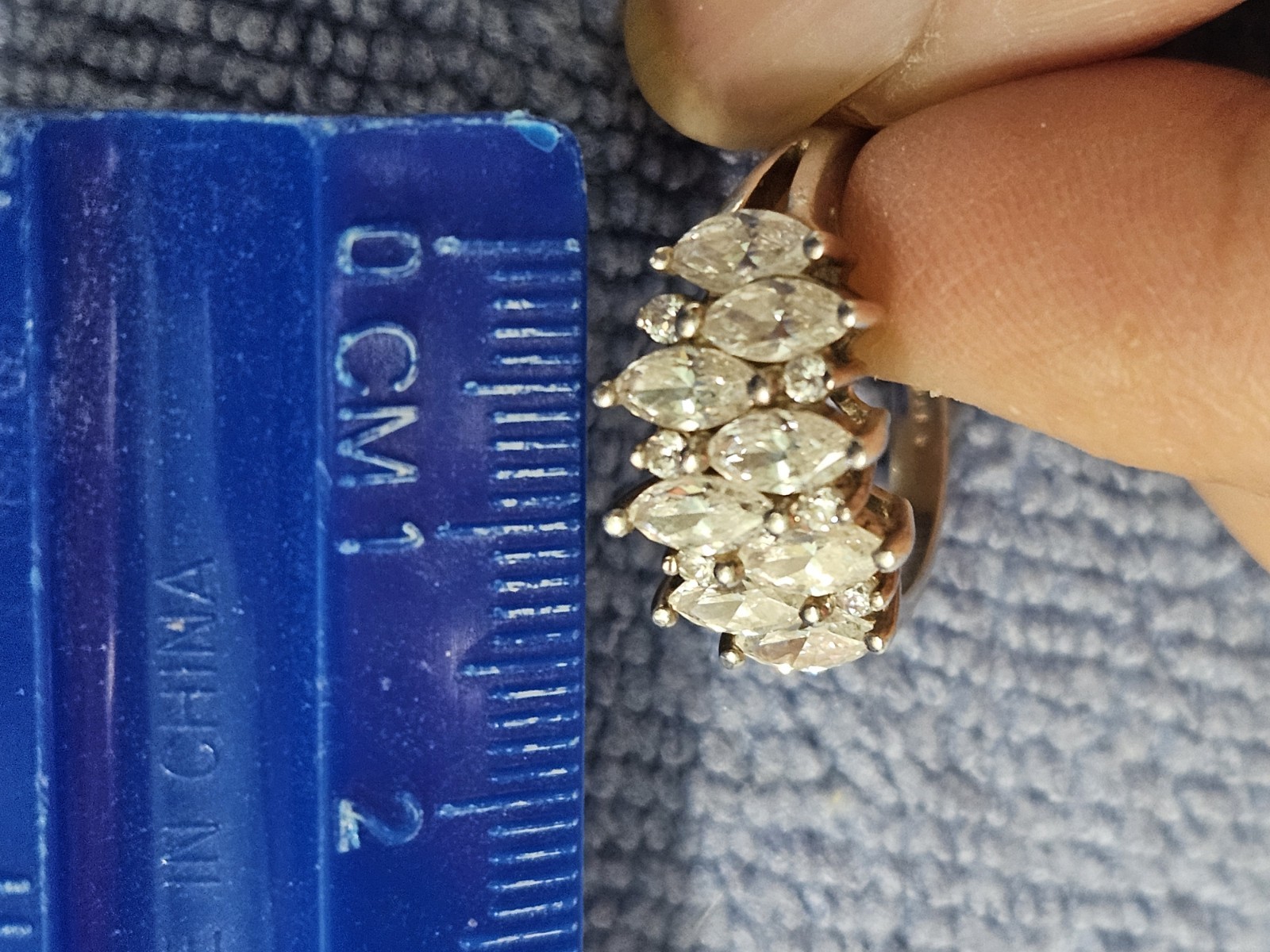 DQCZ Diamonique 925 Silver Cocktail Ring CZ Marquise SZ 7, 4g Free Shipping