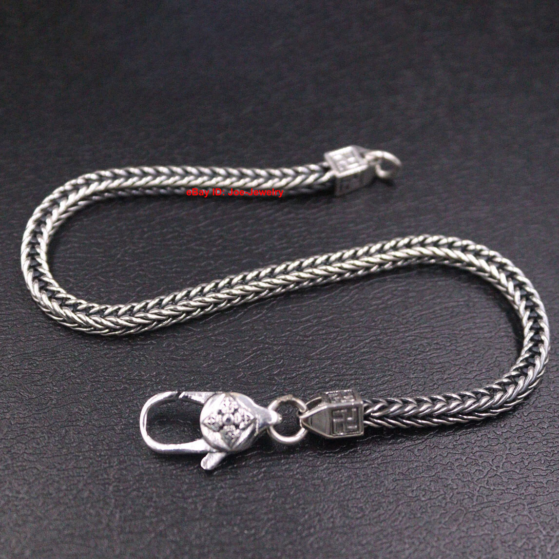 Real 925 Stering Silver 3.5mm Wheat Link Women Men Bracelet 8.26inch 12-14g