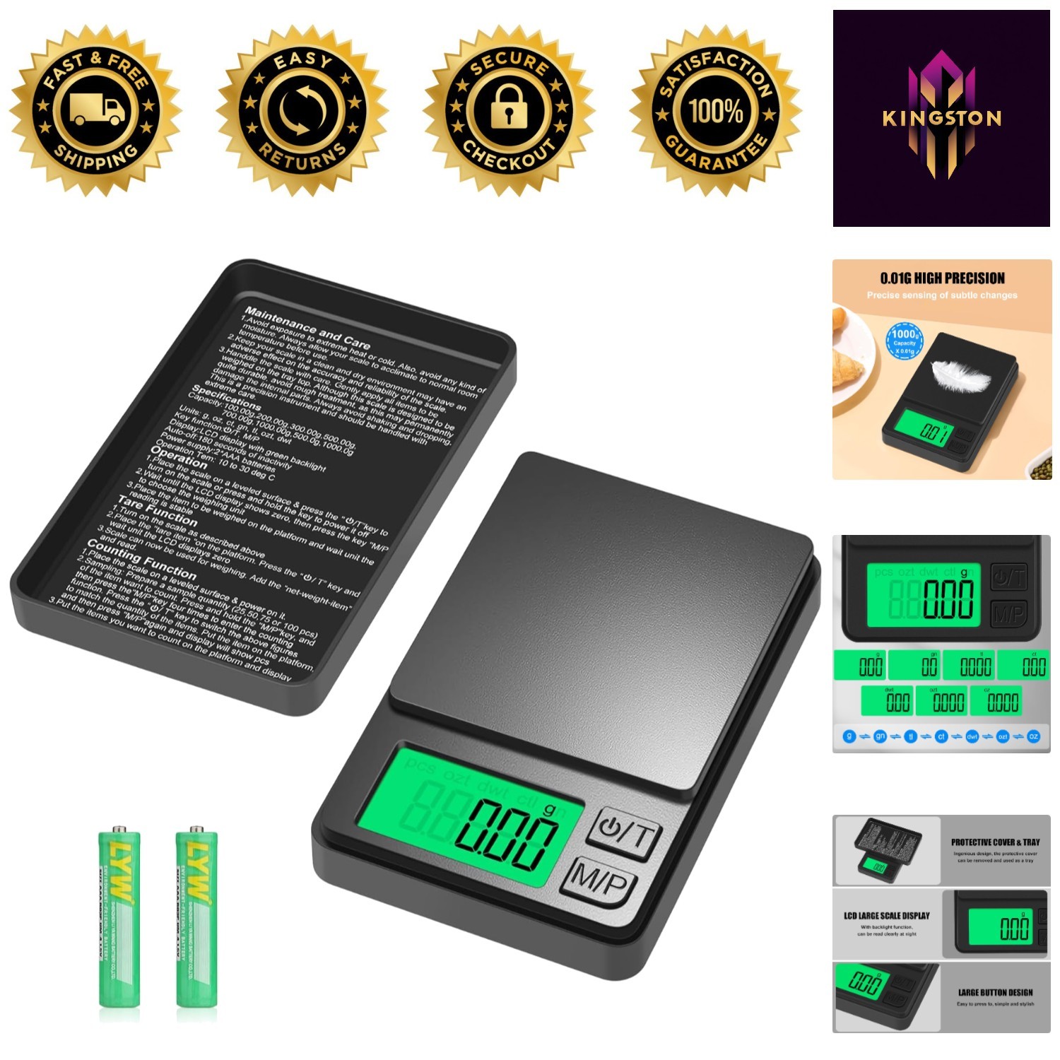 Precision Digital Pocket Scale 1000g x 0.01g – Perfect for Jewelry & Food