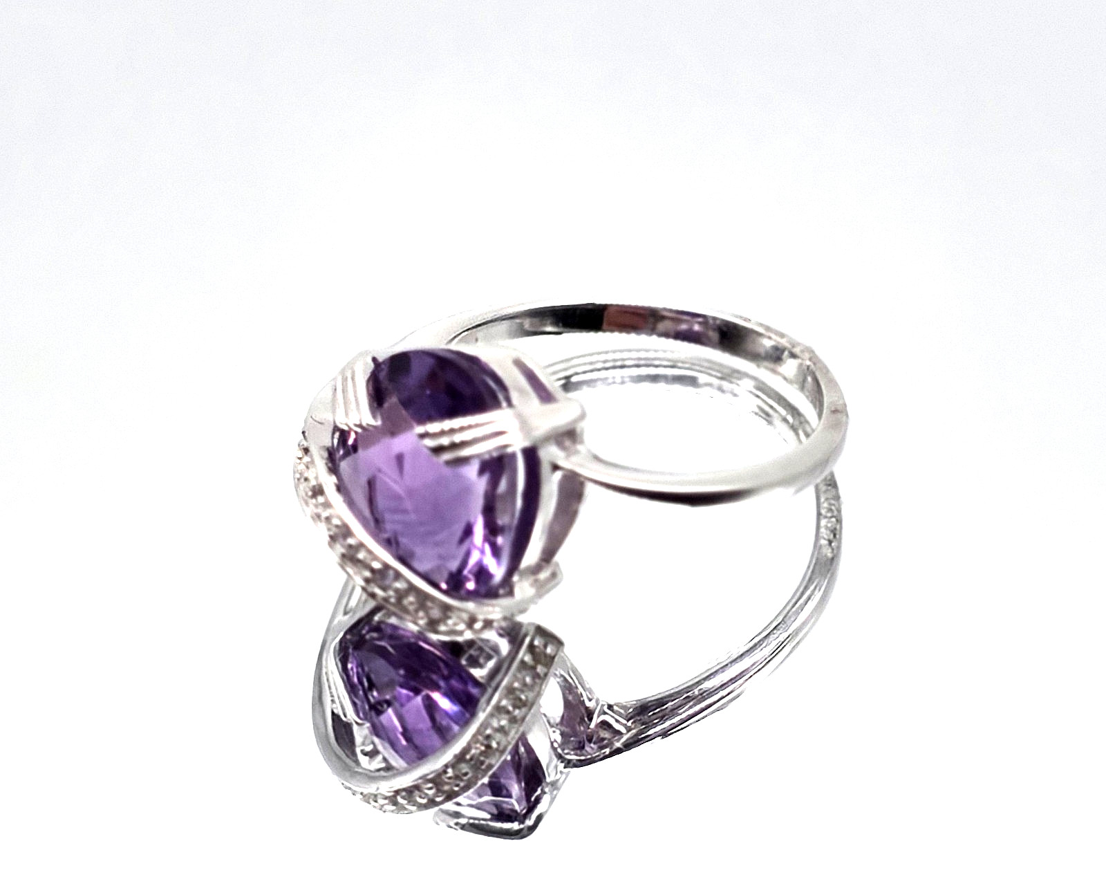 Women White Gold Rhodium Over Solid Sterling Silver 4.38 CTW Purple Amethyst
