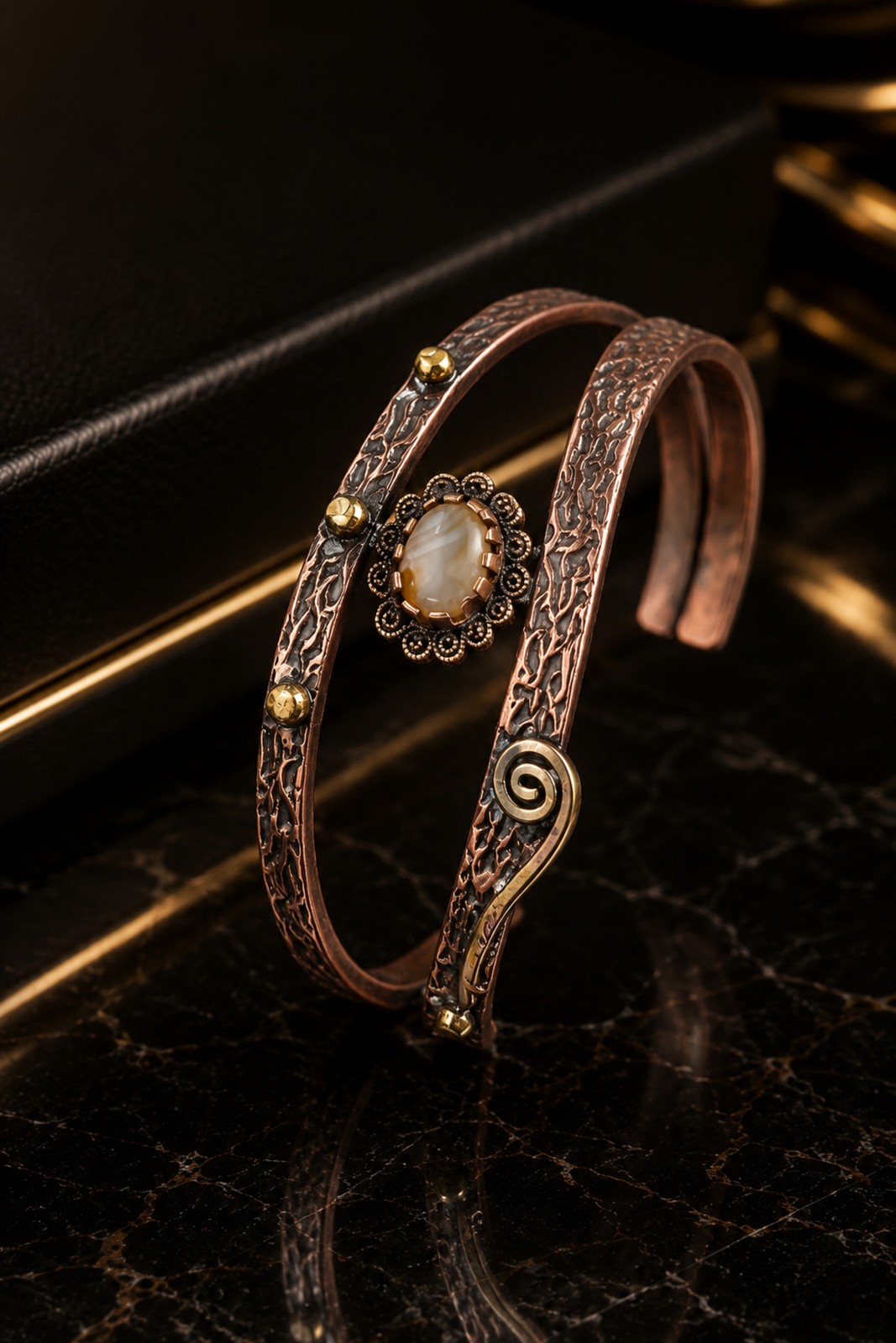 Women’s Stone Copper Bracelet Authentic Patterned Handcrafted Adjustable