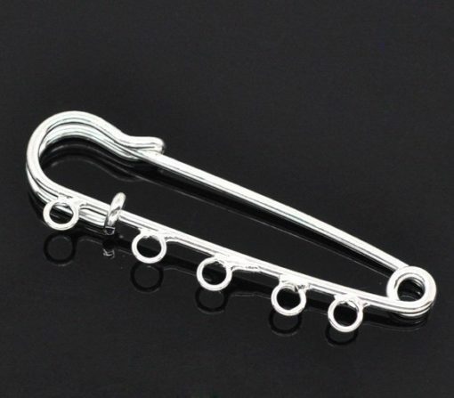 15 pcs Silver Plated Broocher Brooch 5 Holes Safety Pins Brooches – 50mm 2 inch