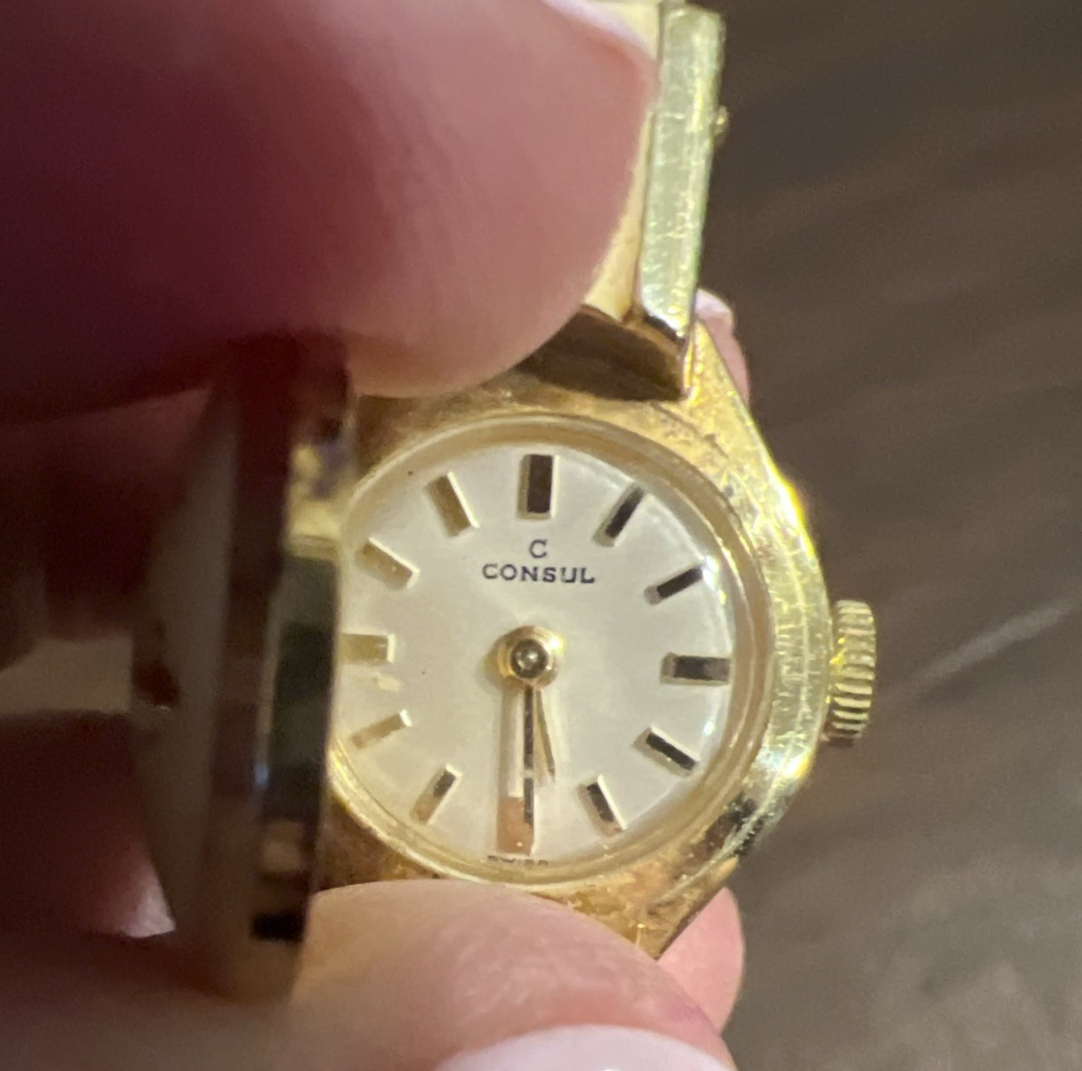 Consul Swiss Women Fond Acier Inoxydable Bangle Mechanical Wind Watch Peek A Boo