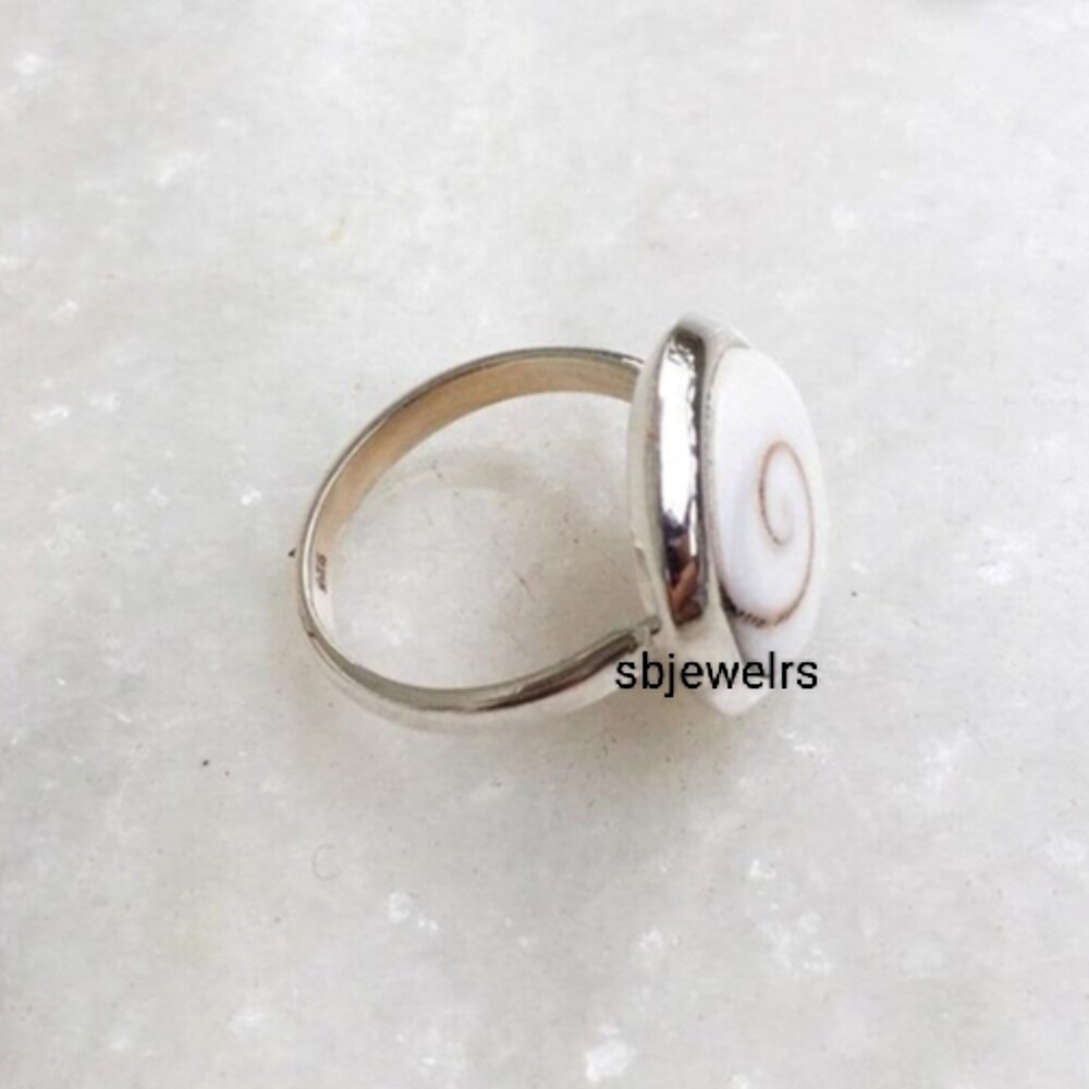 Shiva Eye Shell Gemstone 925 Sterling Silver Ring Handmade Mother’s Day D-304