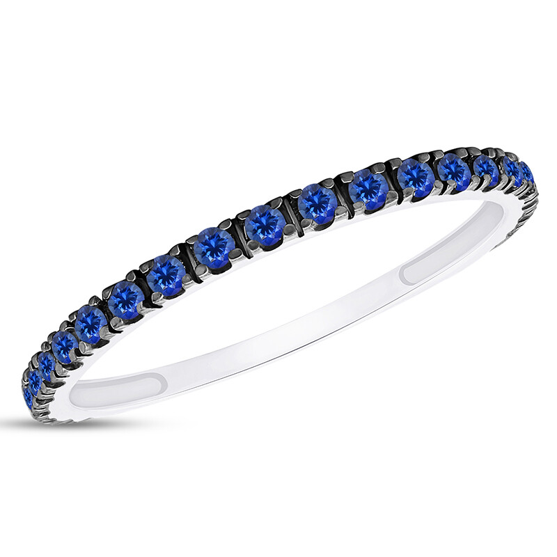 Eternity Wedding Band Ring Blue Sapphire 10k Solid White Gold For Womens